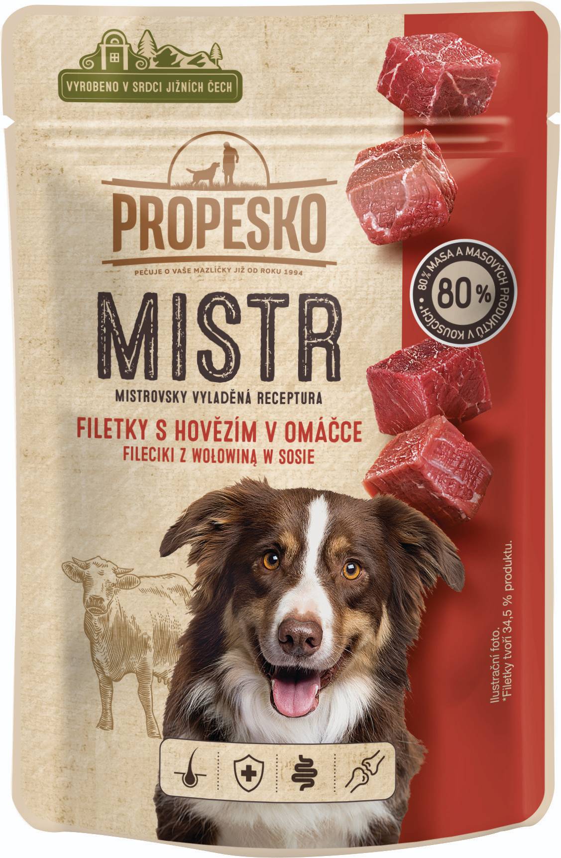 Svět zvířat - Propesko Mistr filetky s hovězím v omáčce 85 g