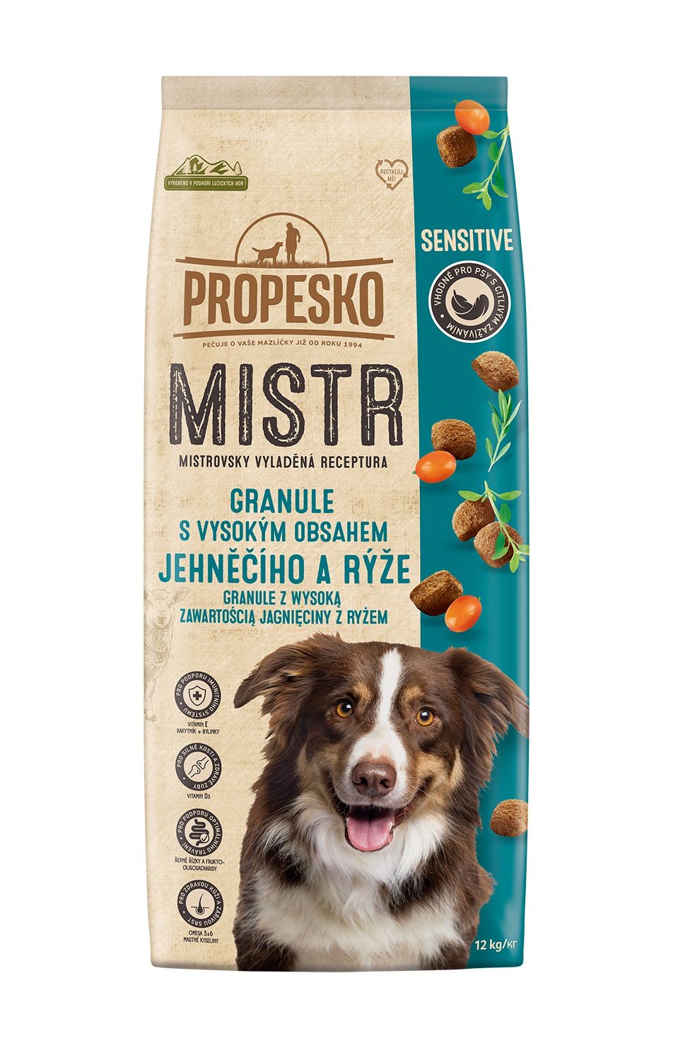 Svět zvířat - Propesko Mistr granule pro psa s jehněčím a rýží 12kg