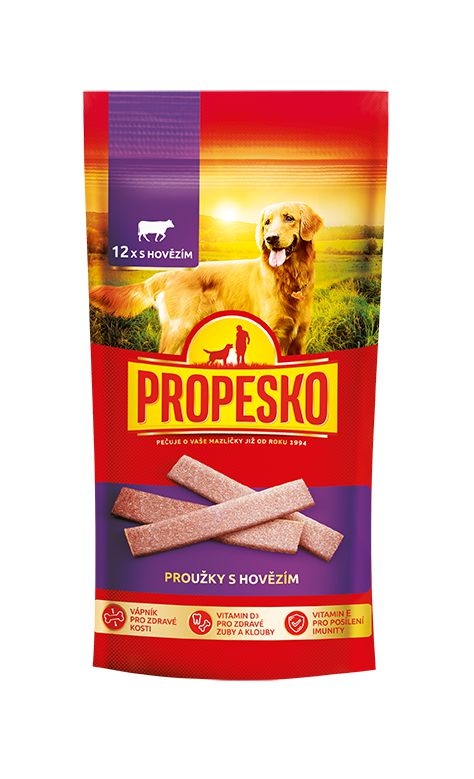 Svět zvířat - Propesko snack pes proužky s hovězím 120g