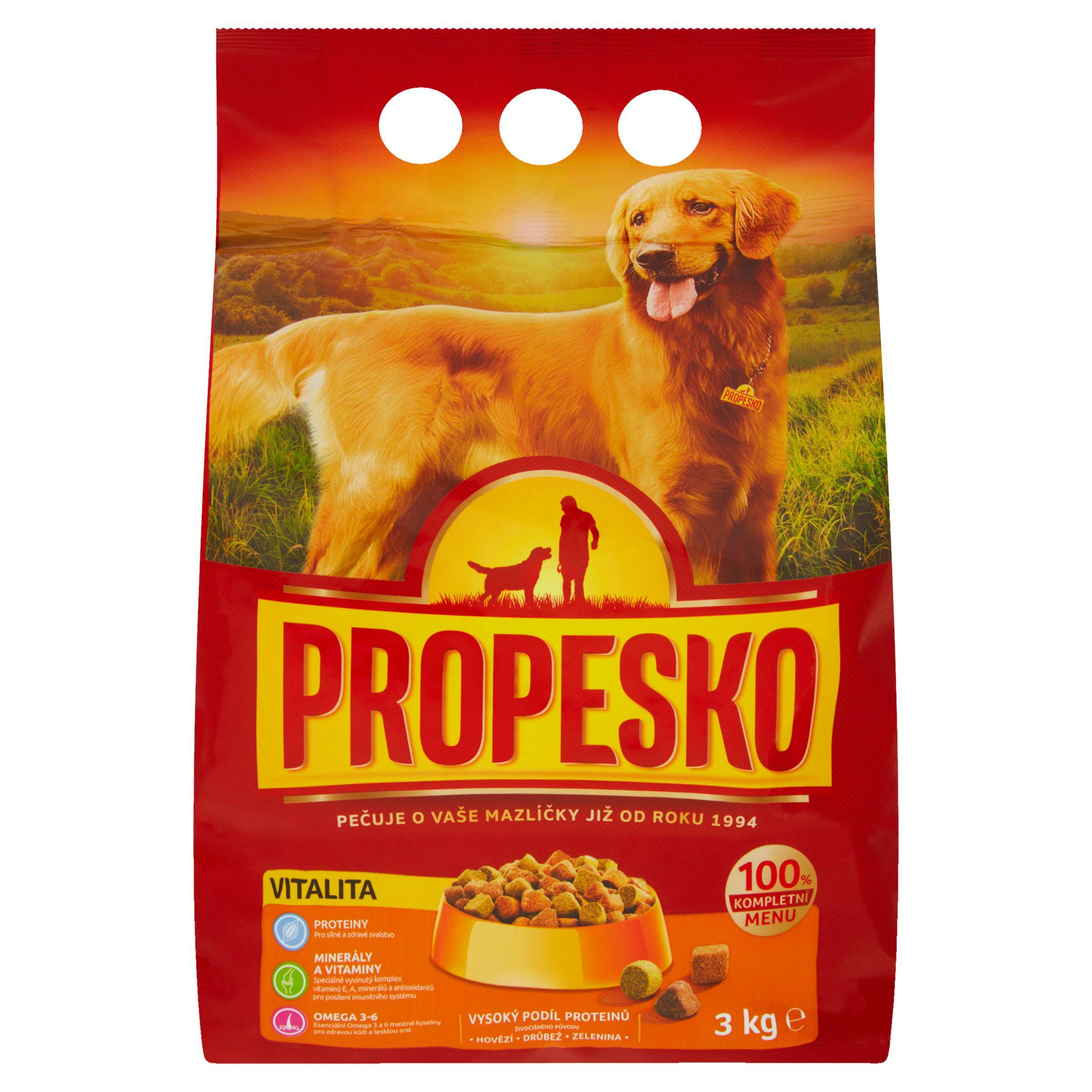Svět zvířat - Propesko Vitality & Active Life Kompletní krmivo pro psy s drůbežím, hovězím a zeleninou 3 kg