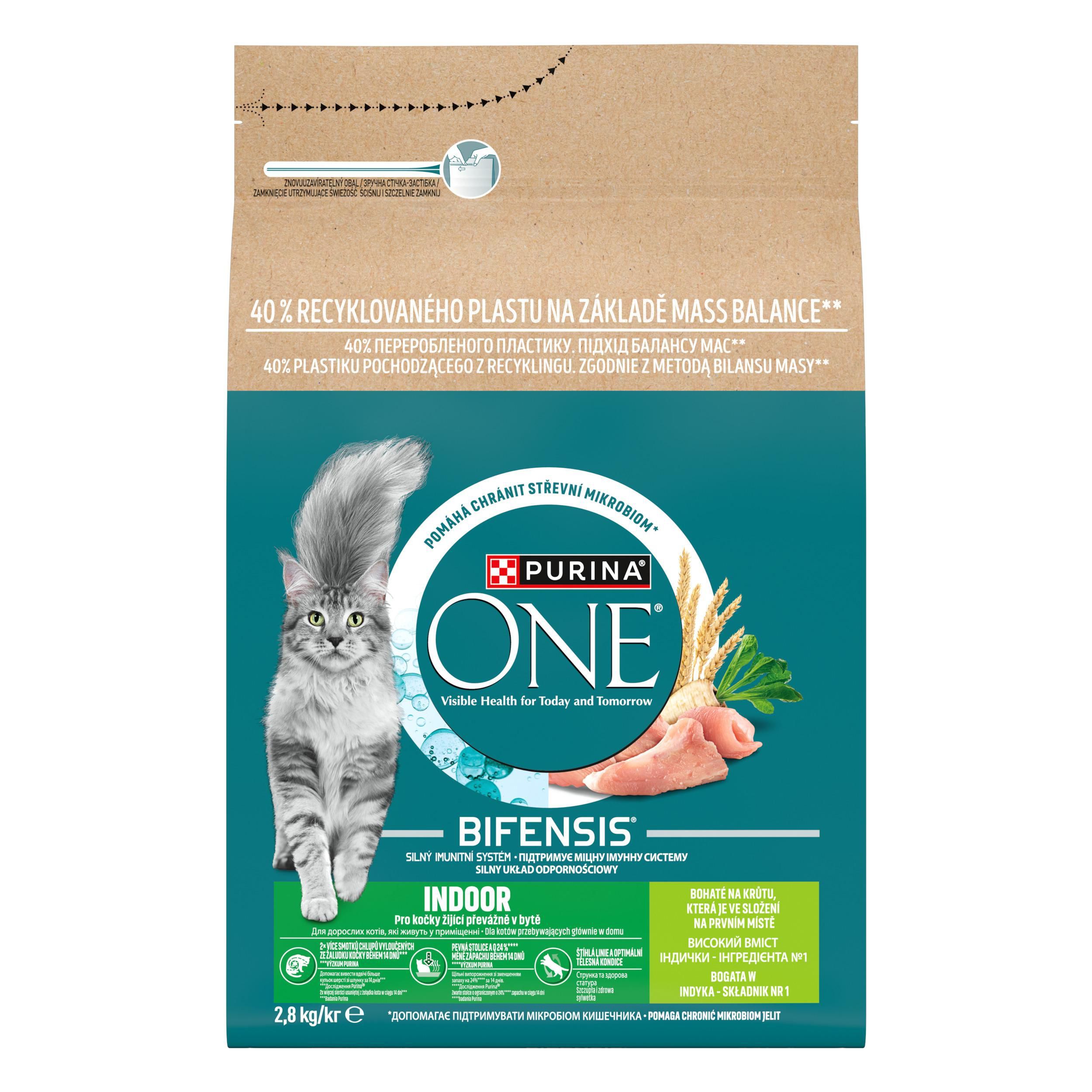Svět zvířat - Purina ONE Bifensis Indoor granule pro kočky chované v bytě 2,8kg