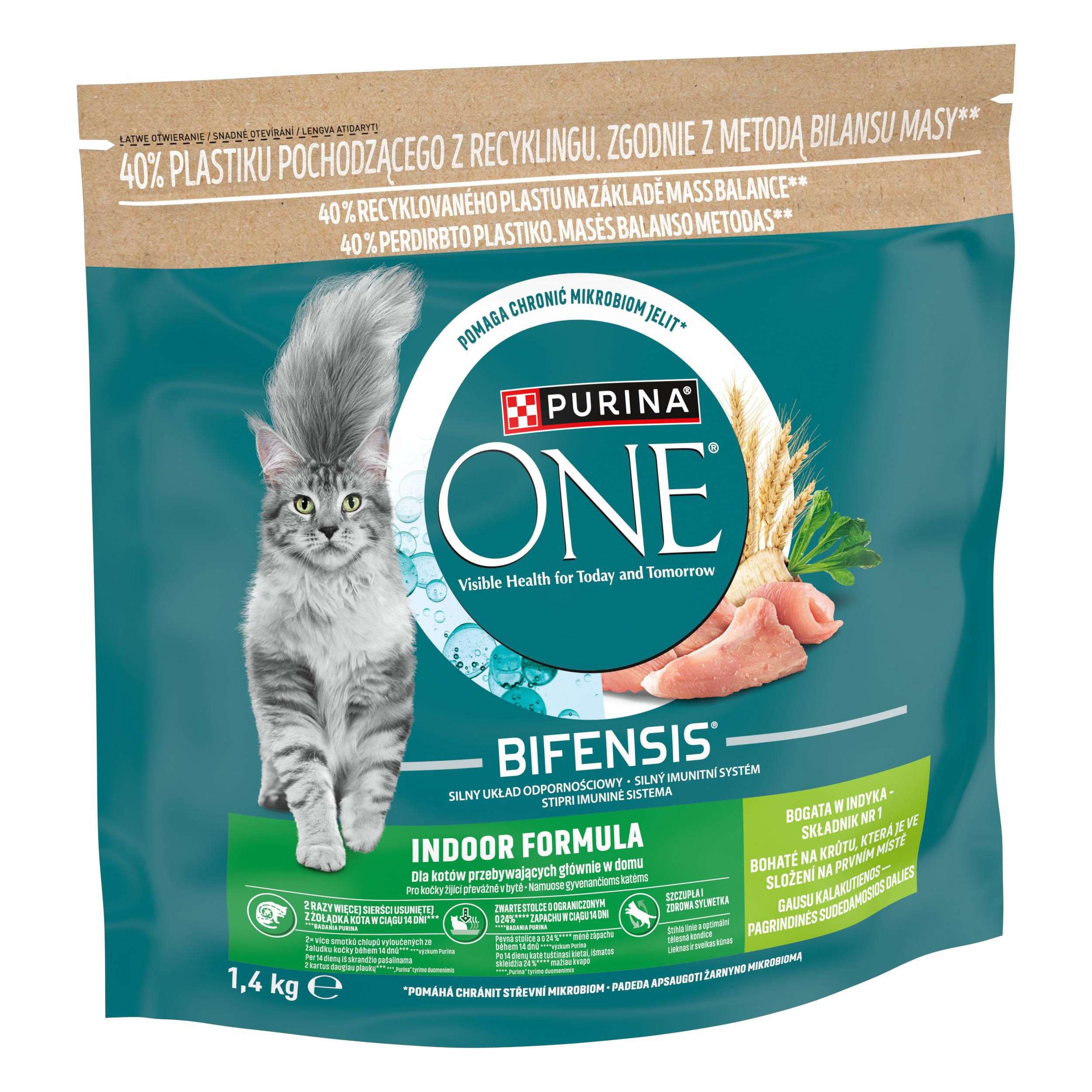 Svět zvířat - Purina ONE Bifensis Indoor granule pro kočky v bytě 1,4kg