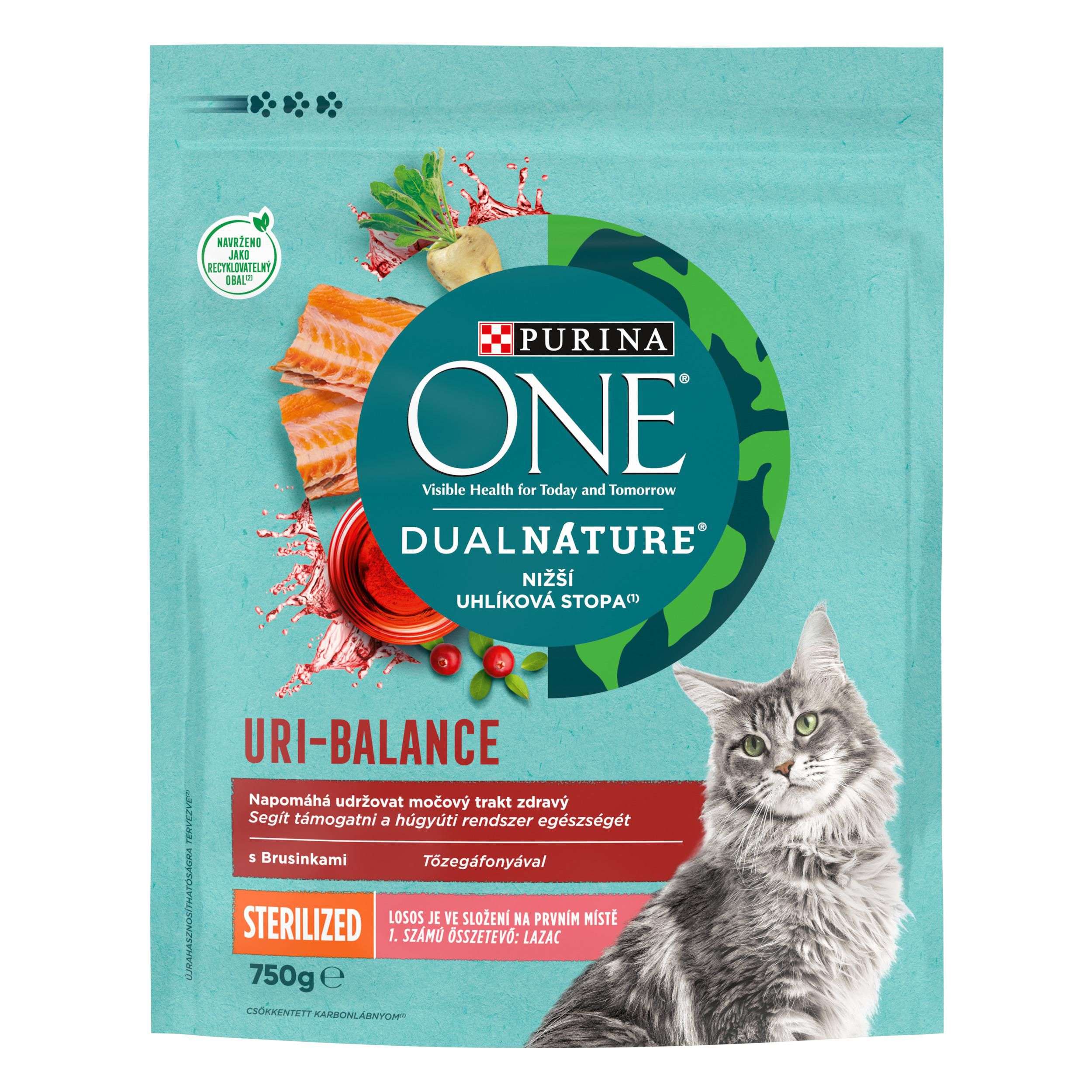 Svět zvířat - Purina ONE Dual Nature Sterilized s lososem a brusinkami 750 g