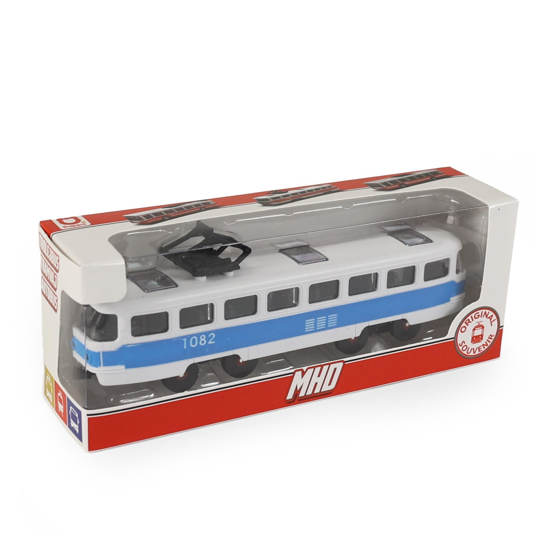 Svět dětí - Rappa Tramvaj MHD modrá 16 cm - otevírací dveře