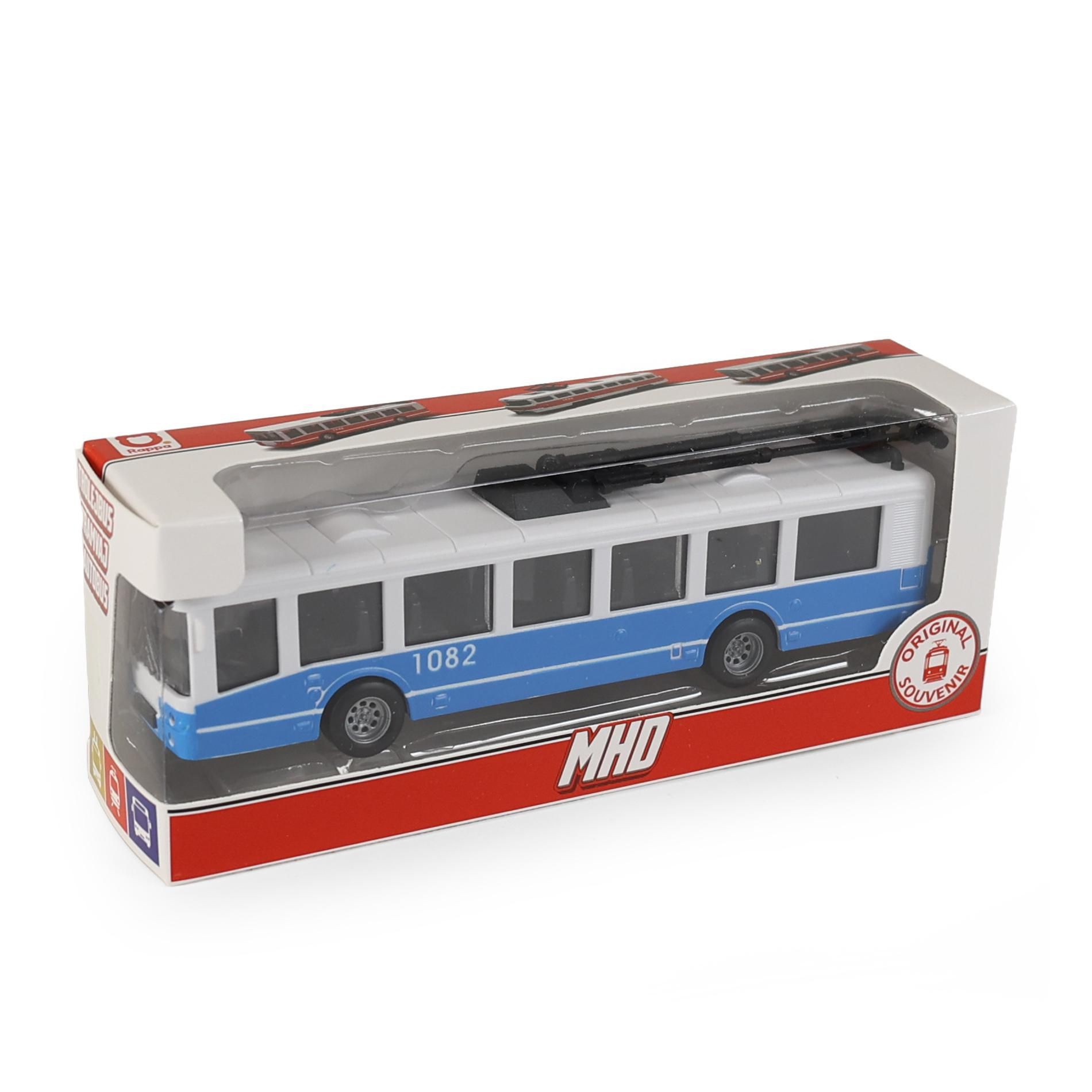 Svět dětí - Rappa Trolejbus MHD modrý 16 cm - otevírací dveře