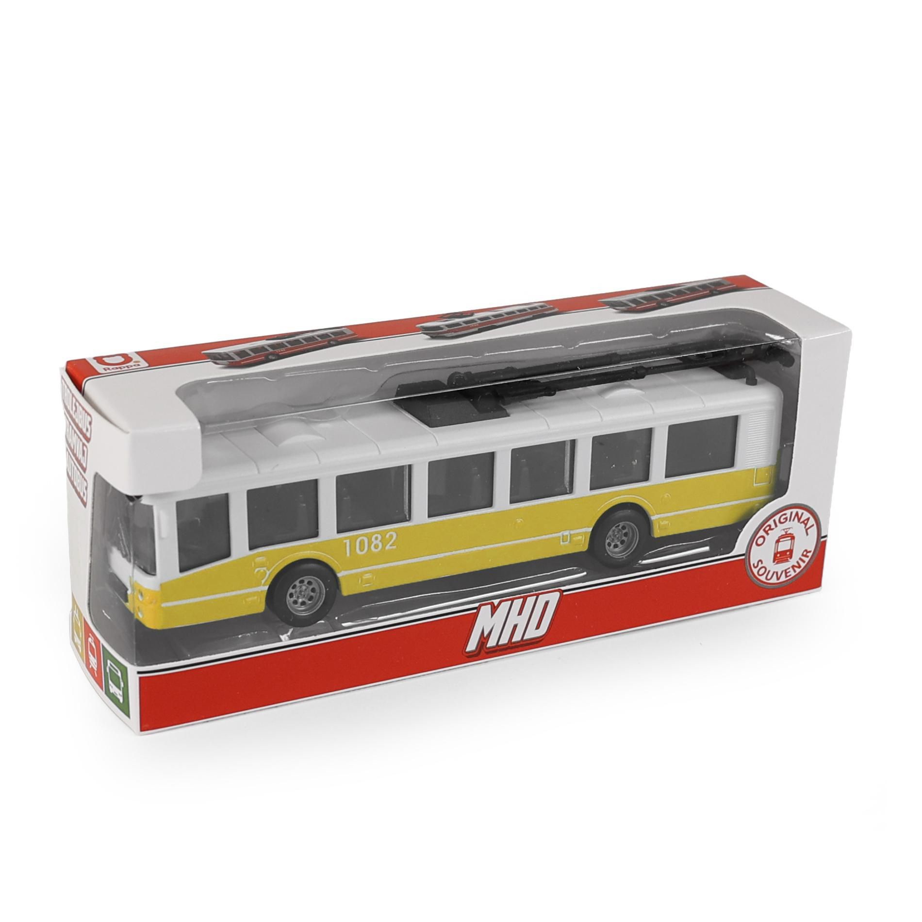 Svět dětí - Rappa Trolejbus MHD žlutý 16 cm - otevírací dveře
