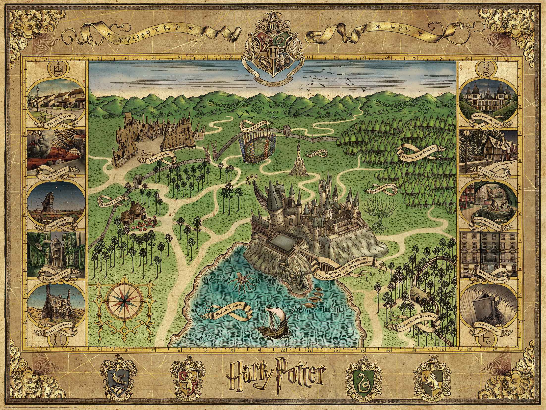 Svět dětí - Ravensburger puzzle 120007203 Harry Potter: Mapa Bradavic 1500 dílků