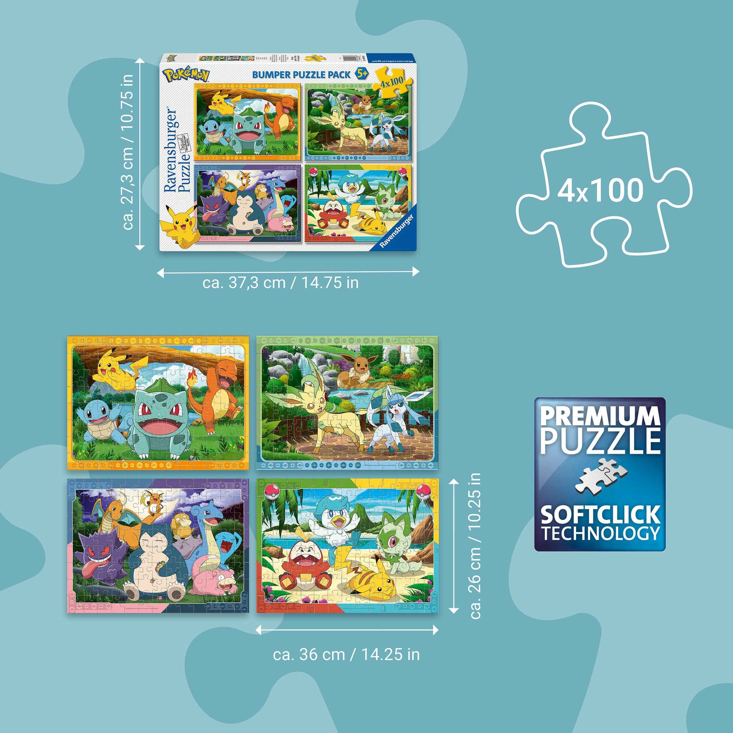 Ravensburger Puzzle 120042860 Pokémon 4x100 dílků-1