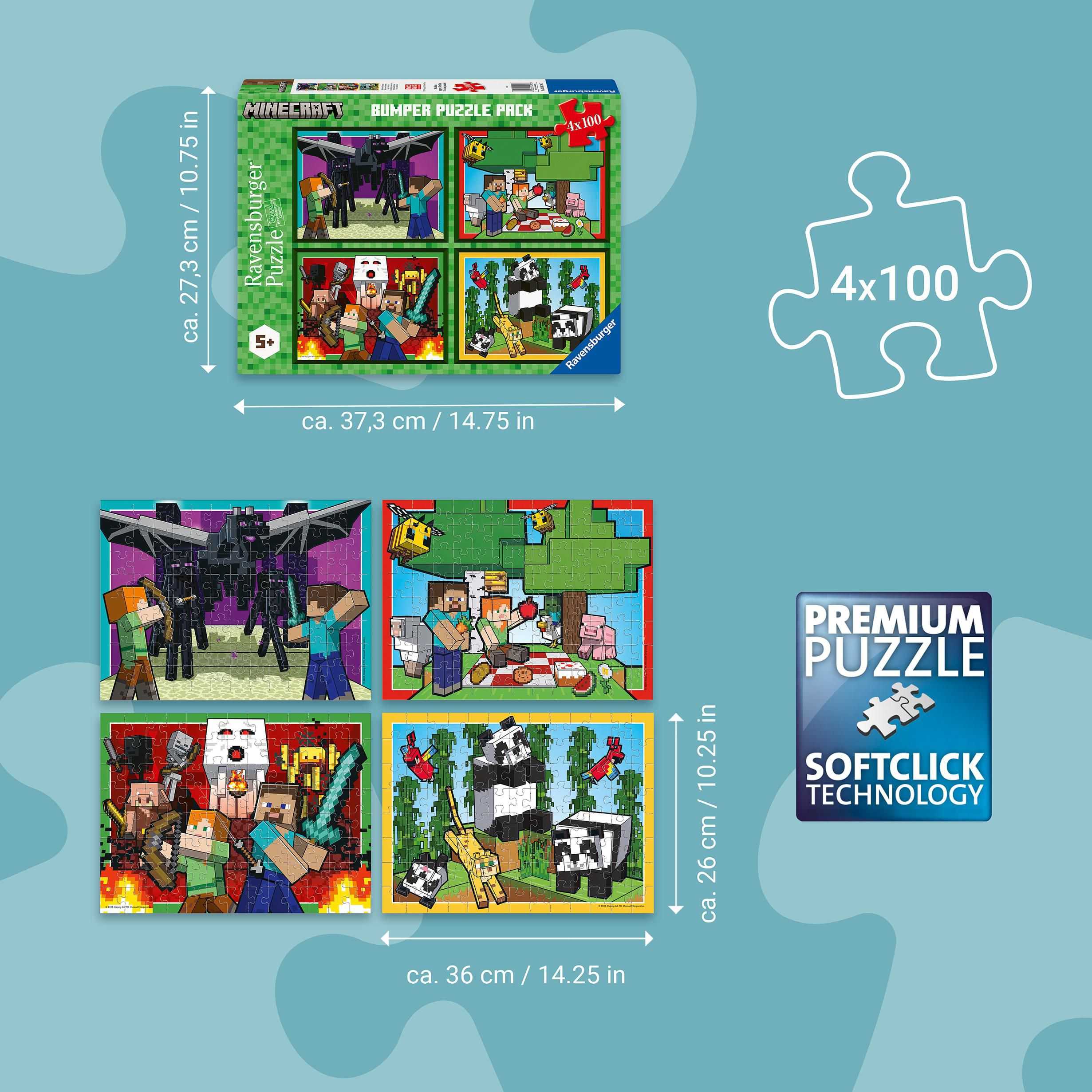 Ravensburger Puzzle 120042907 Minecraft 4x100 dílků-0