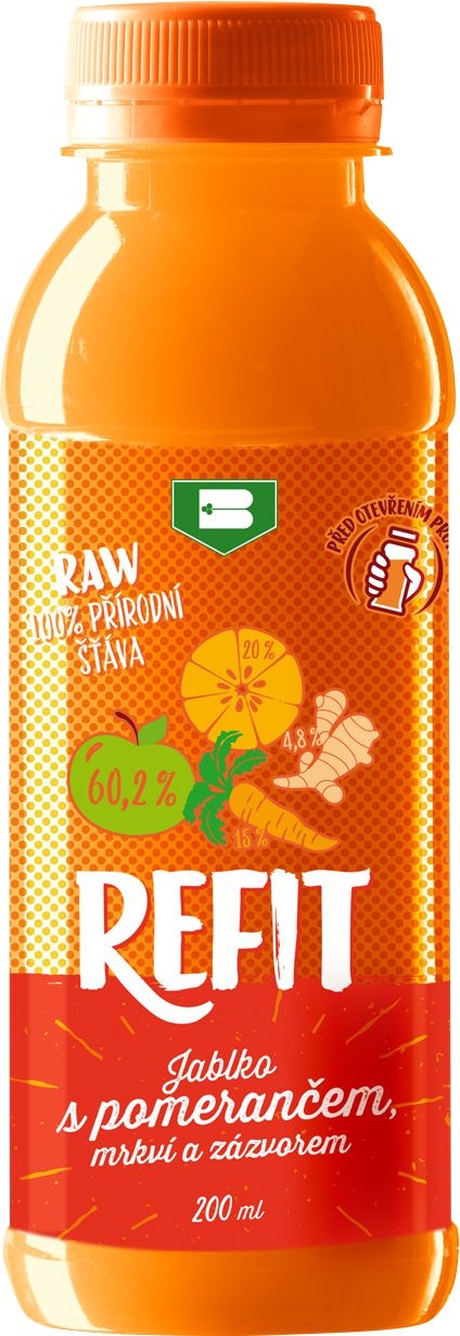 Nápoje - Refit Jablko, pomeranč, mrkev, zázvor 200 ml