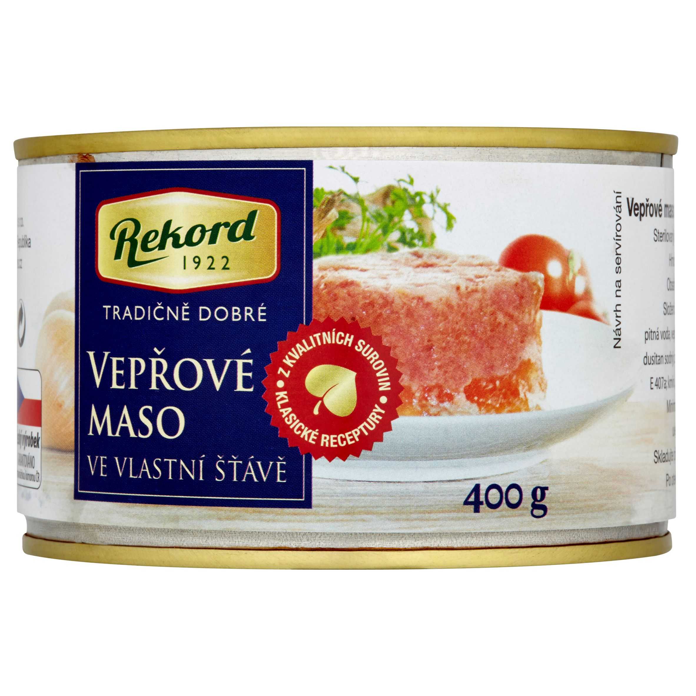Trvanlivé potraviny - Rekord Vepřové maso ve vlastní šťávě 400 g