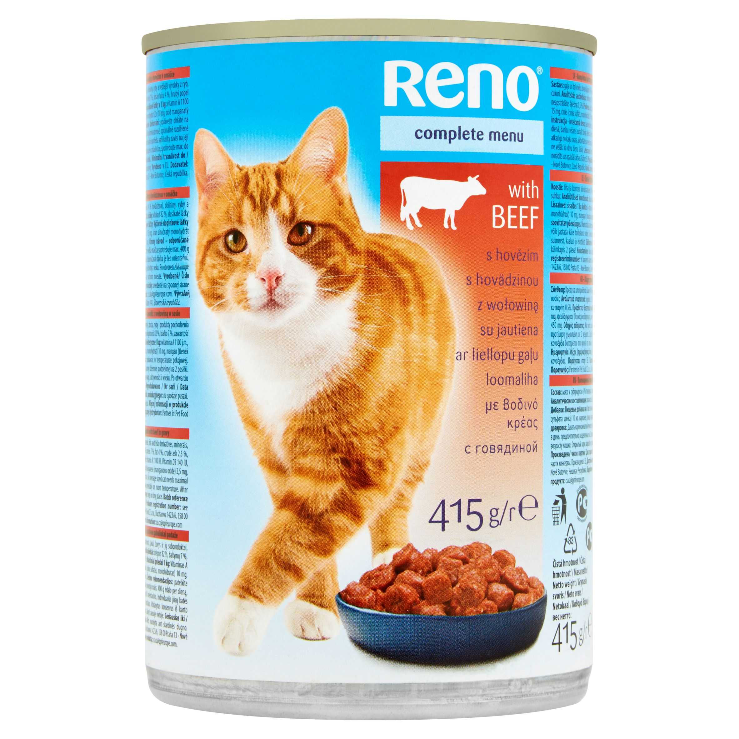 Svět zvířat - Reno Kompletní krmivo pro dospělé kočky s hovězím 415 g