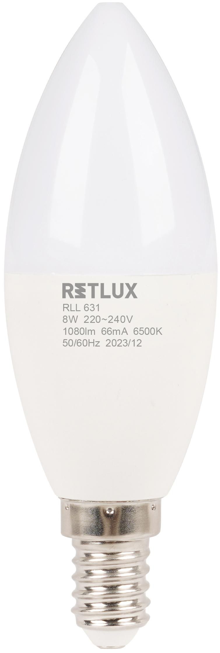 Elektro - Retlux LED žárovka 8W C37 E14 DL 1ks