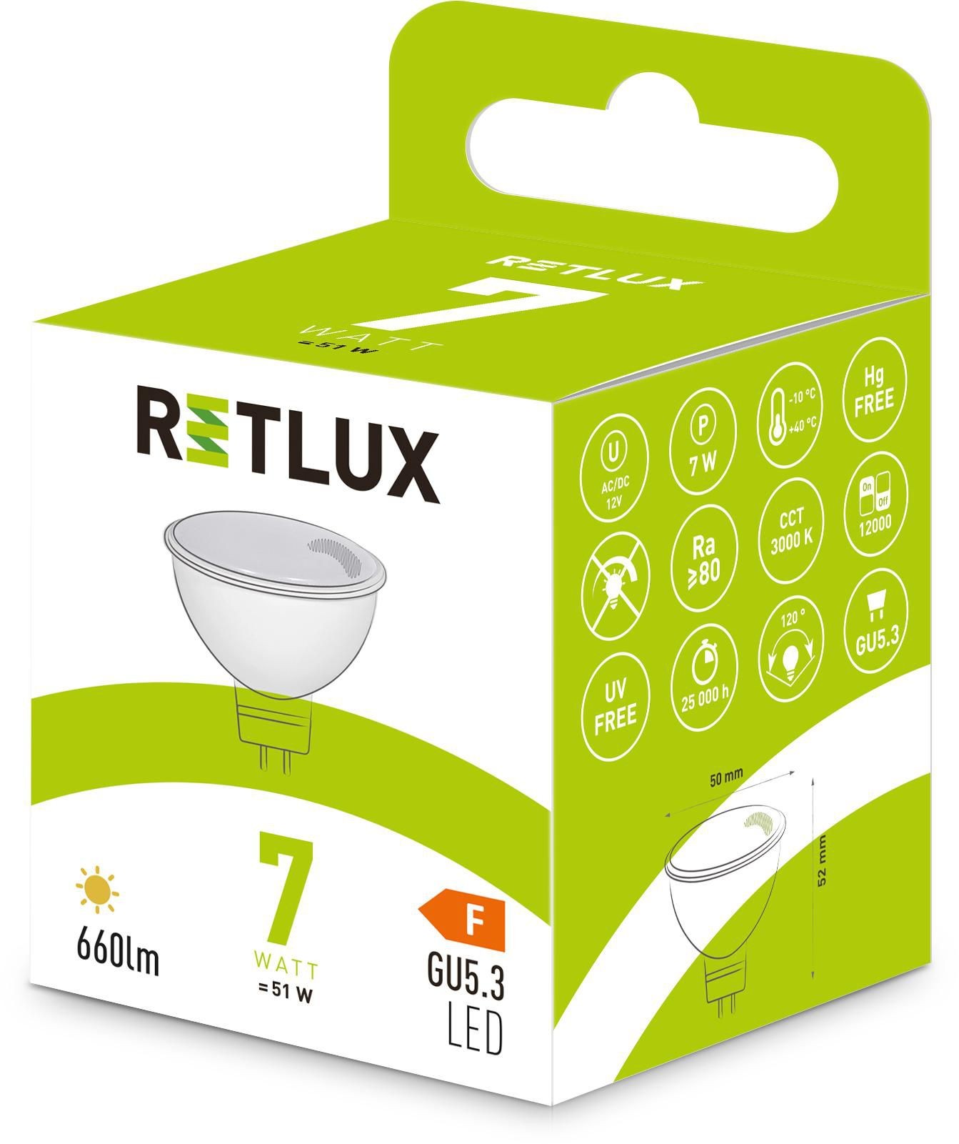 Elektro - Retlux Led žárovka GU5.3 7W RLL420