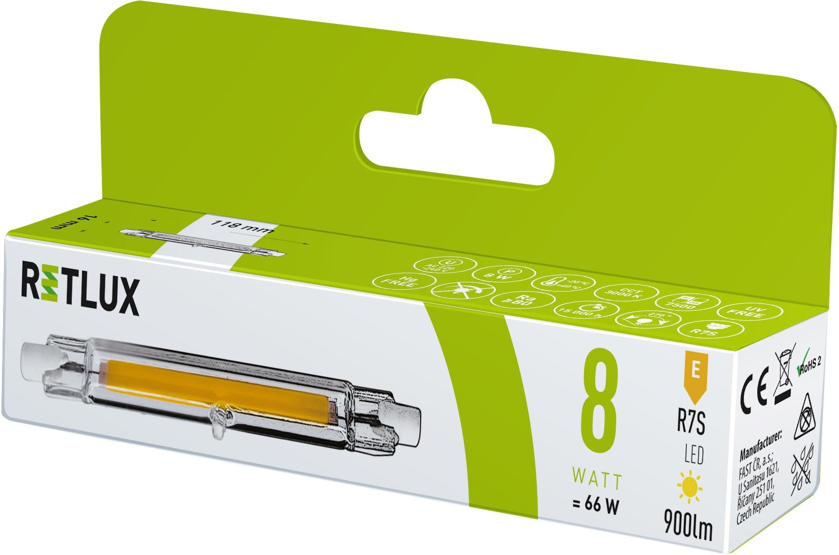 Elektro - Retlux Led žárovka R7S 8W RLL458 J118