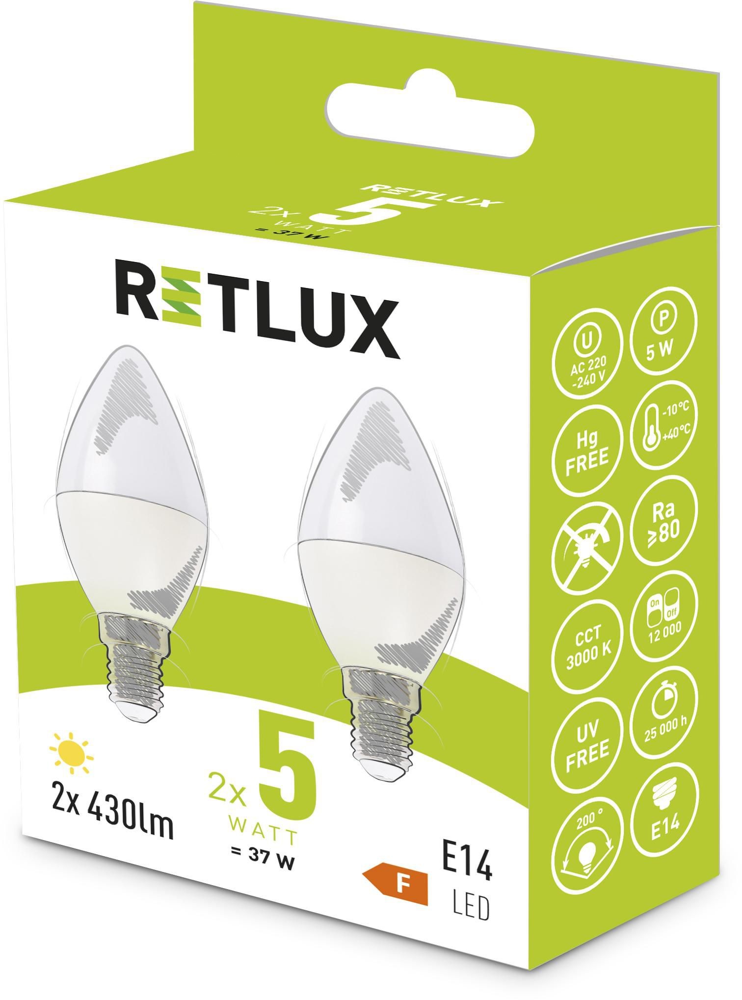 Elektro - Retlux Led žárovka REL 34 C37 5W E14