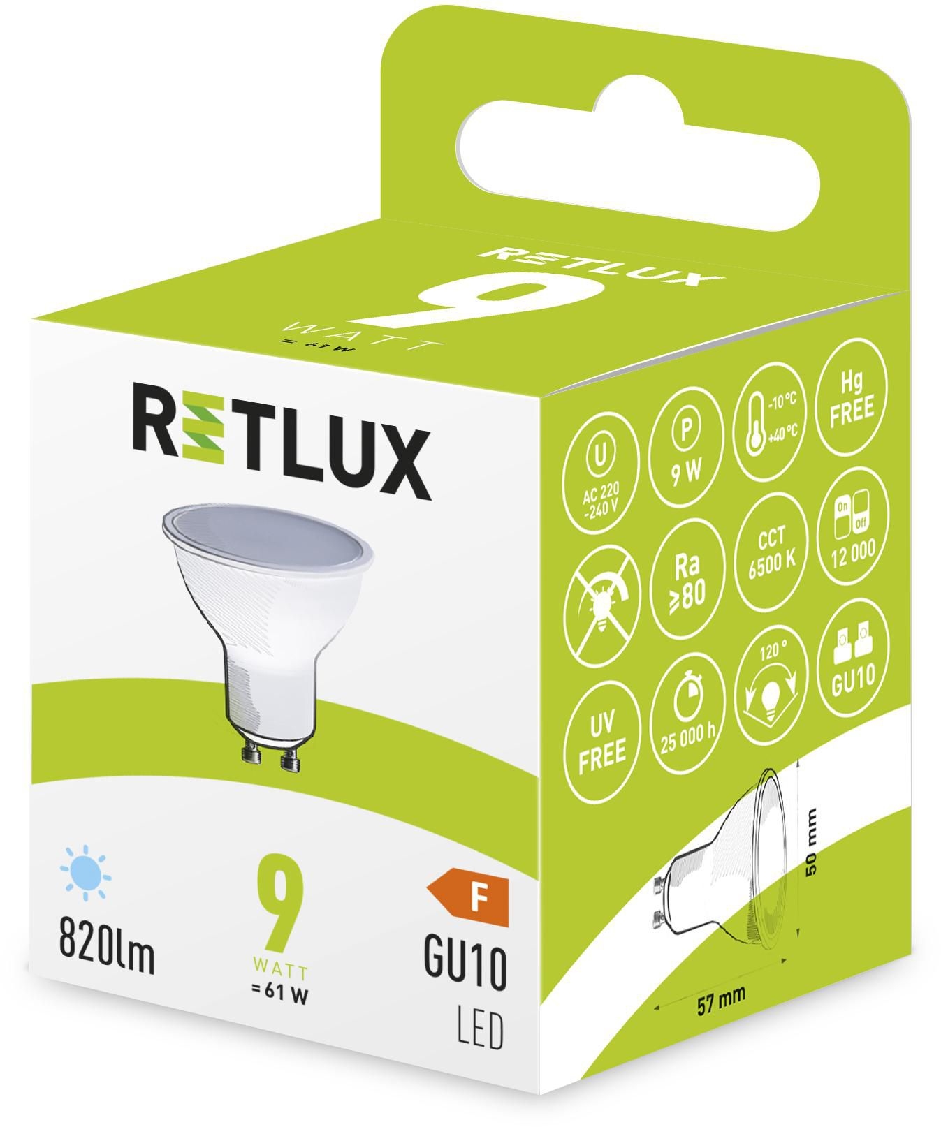 Elektro - Retlux Led žárovka RLL 419 GU10 9W