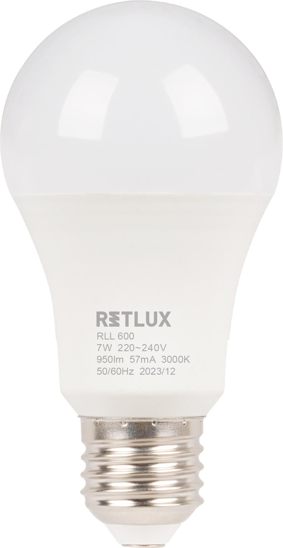 Elektro - Retlux Led žárovka RLL 600 A60 E27 bulb 7W WW D