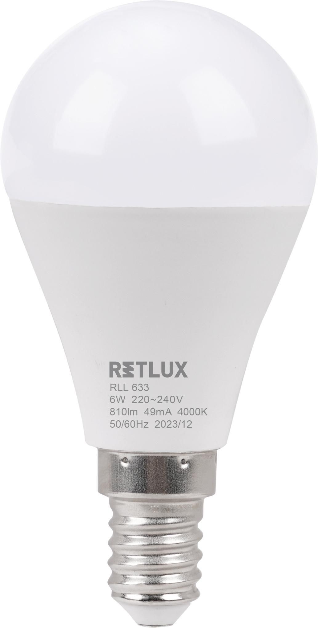 Elektro - Retlux Led žárovka RLL 633 G45 E14 miniG 6W CW D