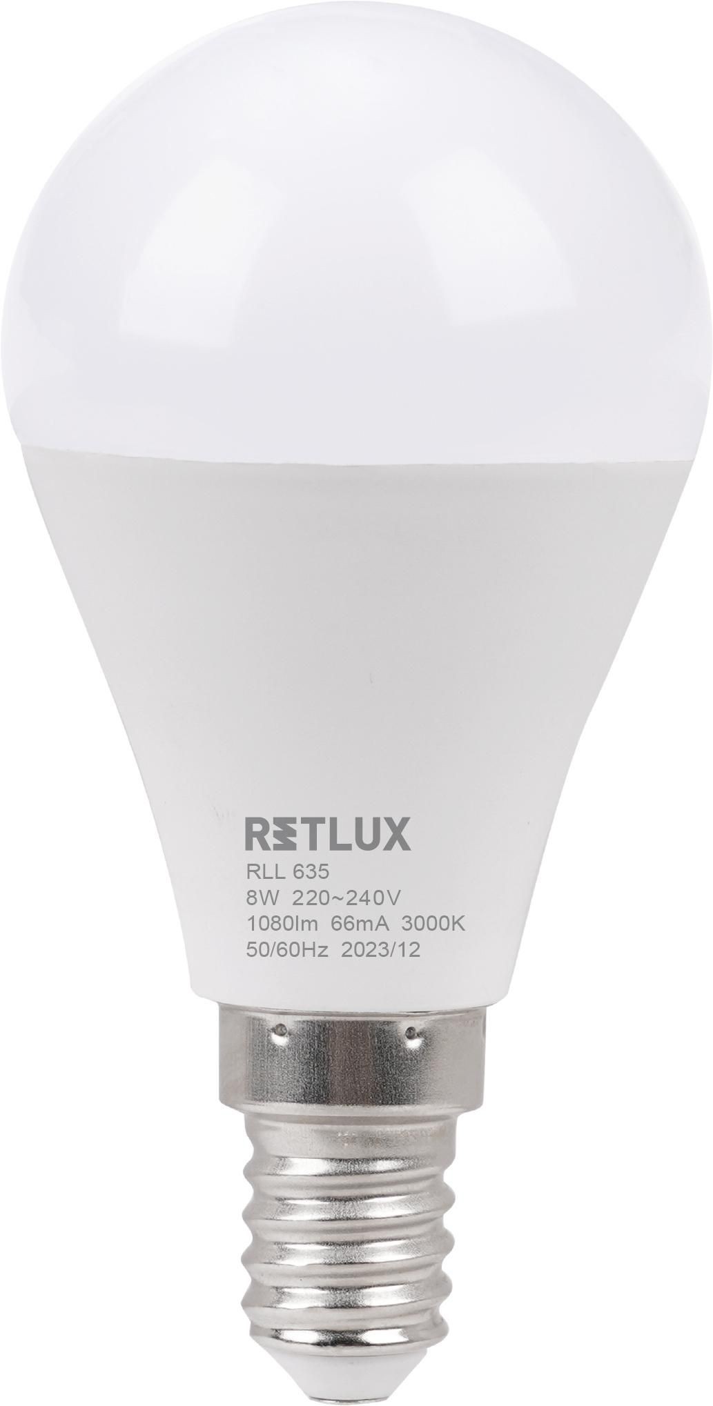 Elektro - Retlux Led žárovka RLL 635 G45 E14 miniG 8W WW  D