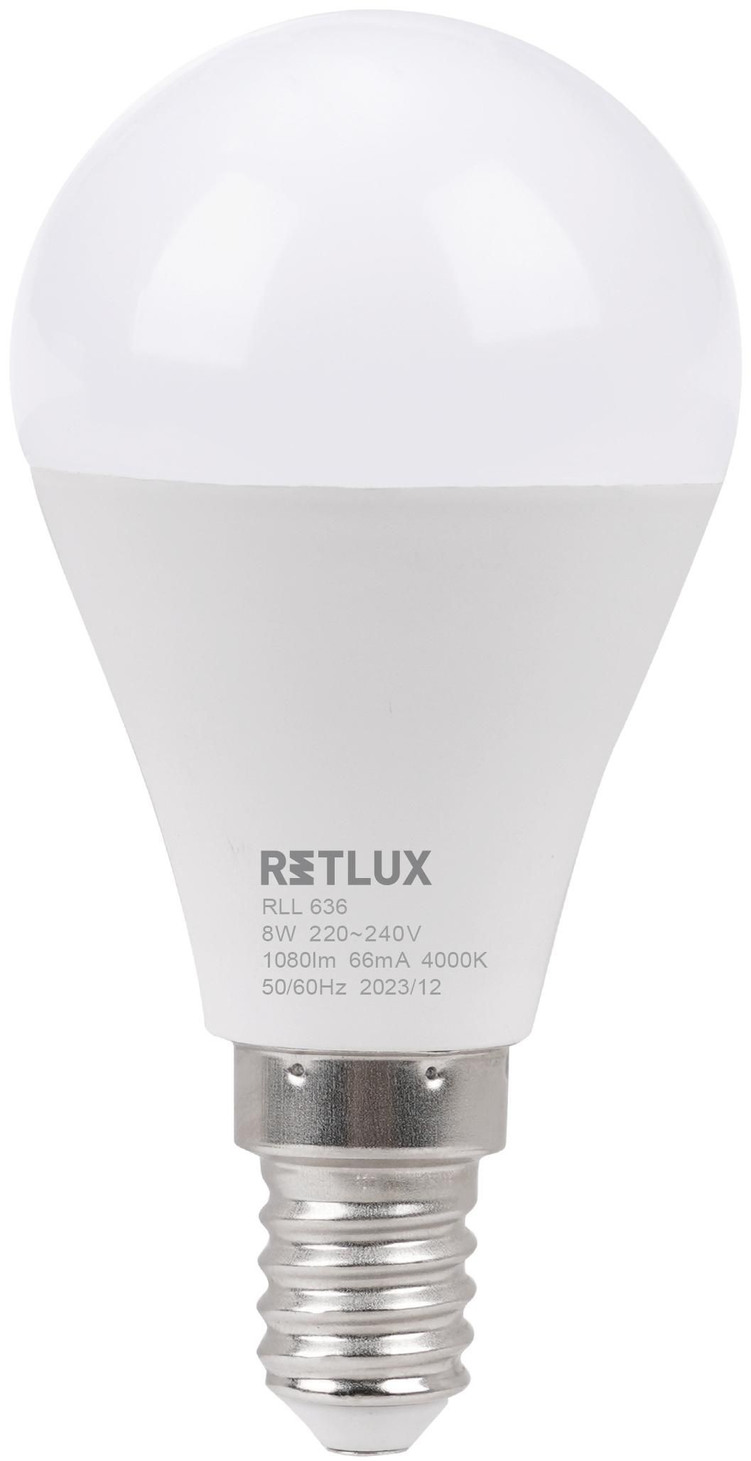 Elektro - Retlux Led žárovka RLL 636 G45 E14 miniG 8W CW D