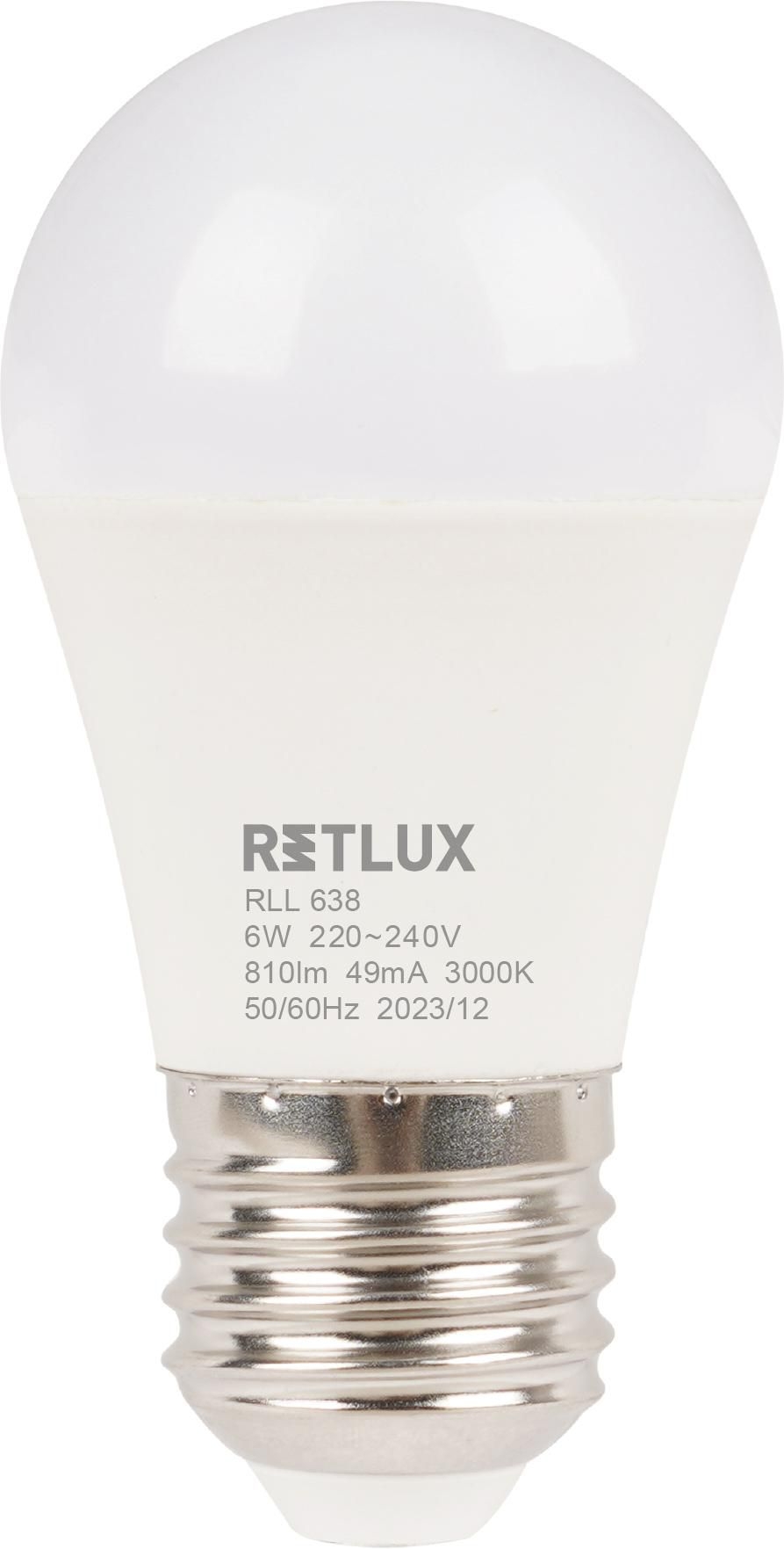 Elektro - Retlux Led žárovka RLL 638 G45 E27 miniG 6W WW D