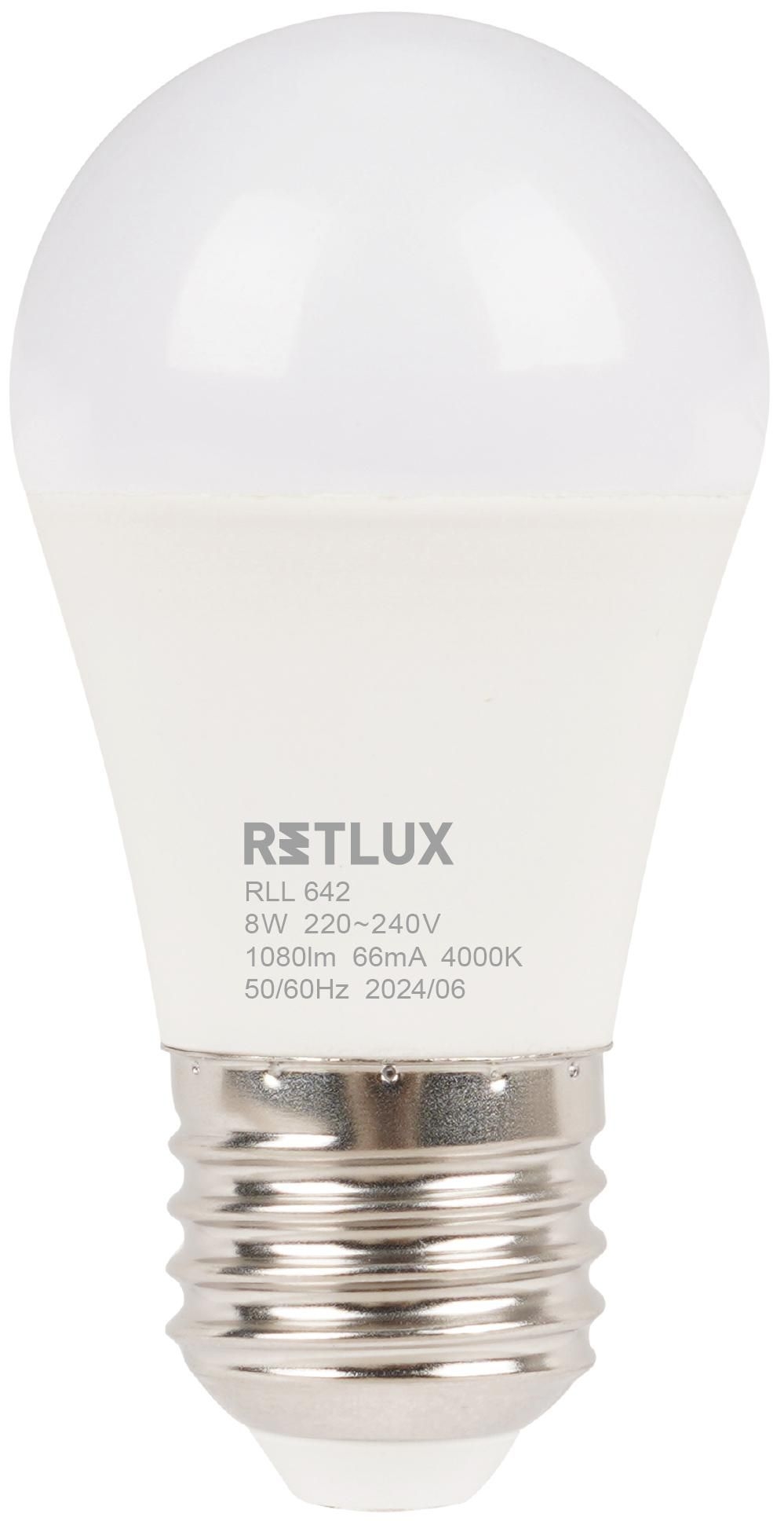 Elektro - Retlux Led žárovka RLL 642 G45 E27 miniG 8W CW D