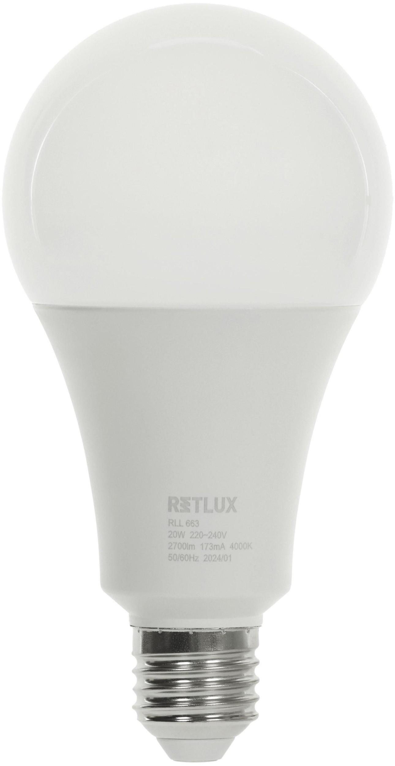 Elektro - Retlux Led žárovka RLL 663 A80 E27 bulb 20W CW D