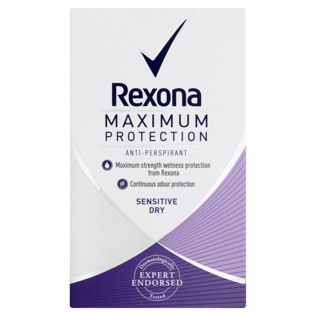 Drogerie a kosmetika - Rexona Maximum Protection Sensitive Dry antiperspirační krém 45 ml