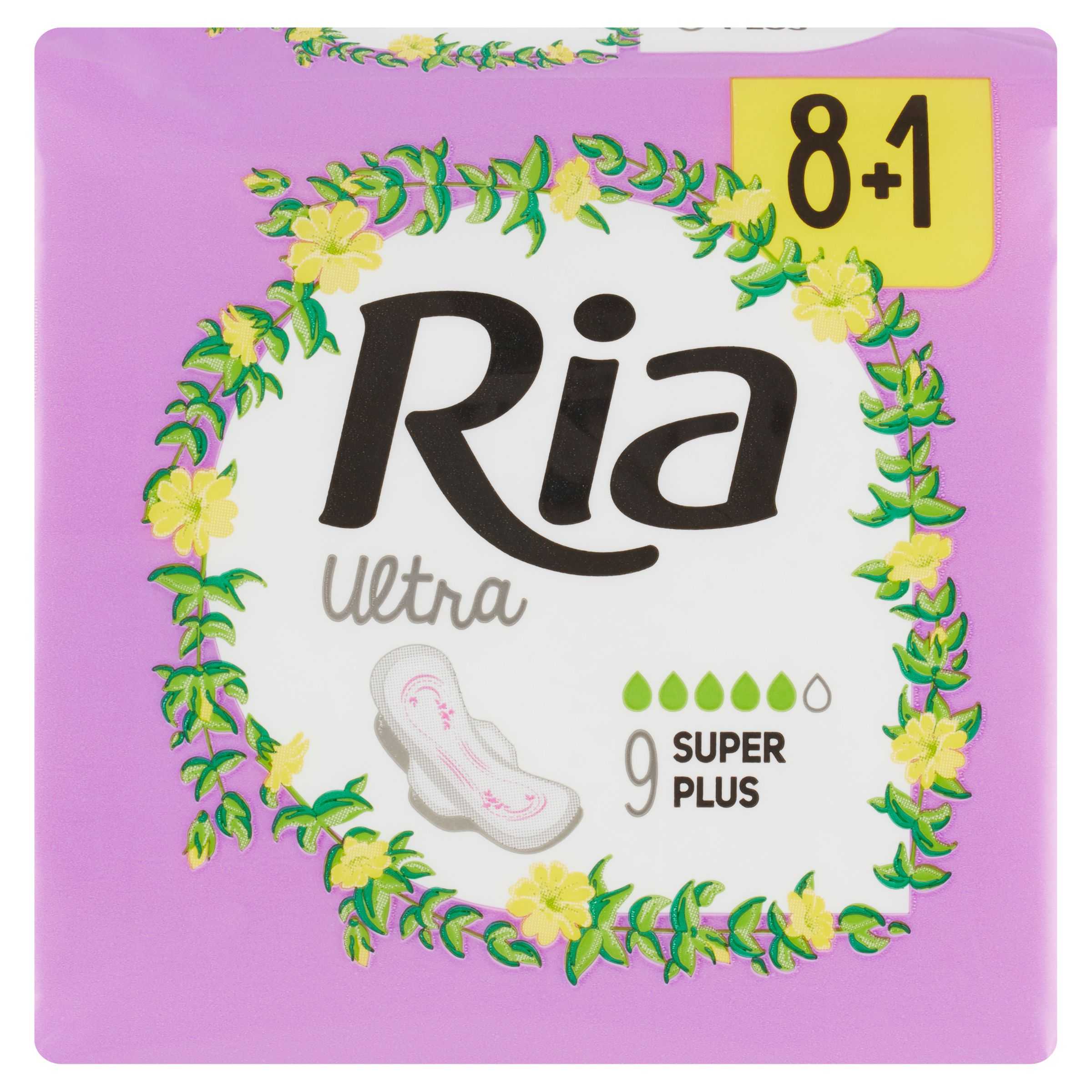 Drogerie a kosmetika - Ria Ultra Super Plus ultra tenké hygienické vložky s křidélky 9 ks