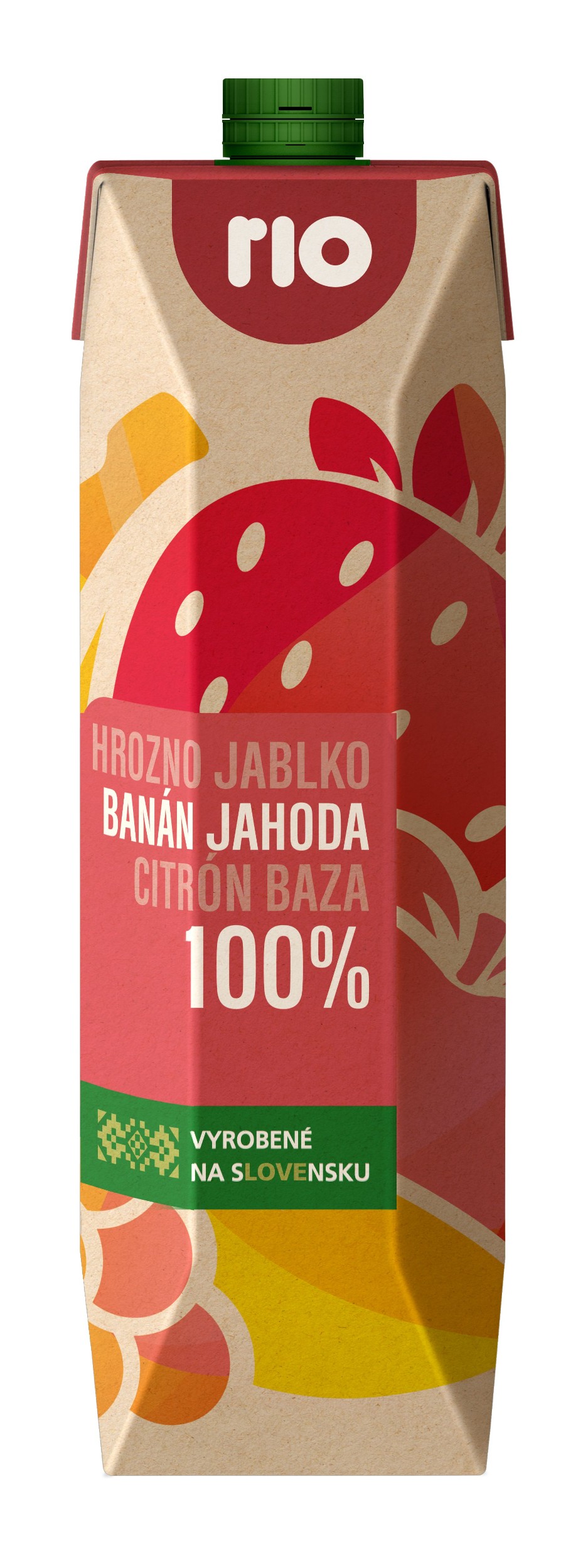 Nápoje - Rio 100% ovocný mix s jahodou a banánem 1L
