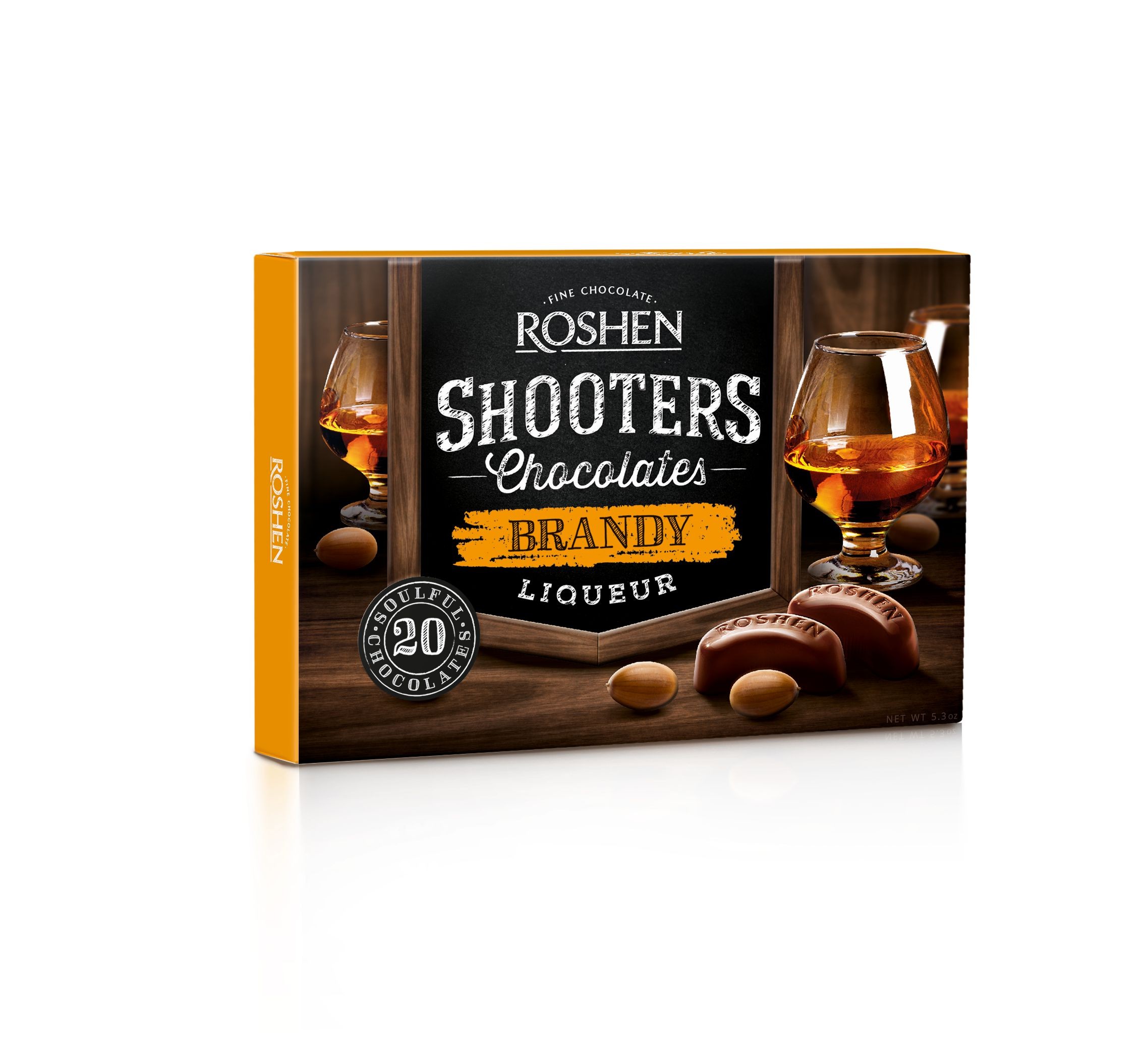 Trvanlivé potraviny - Roshen Shooters Bonboniéra z hořké čokolády s náplní brandy 150g