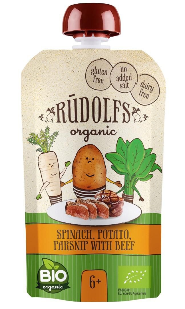 Zdravý svět - Rudolfs BIO kapsička Špenát, brambory, pastynák s hovězím masem 110 g