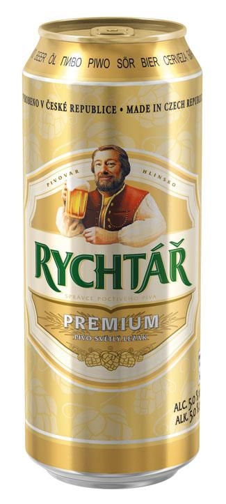Nápoje - Rychtář Grunt světlý ležák pivo plech 0,5 l
