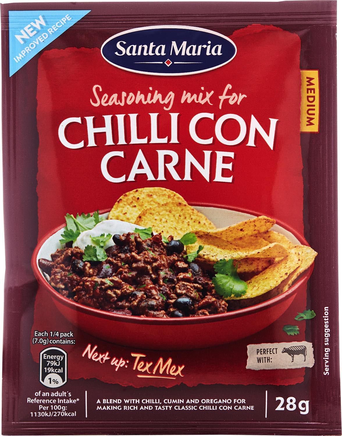 Trvanlivé potraviny - Santa Maria Chilli con Carne kořenící přípravek sypký 28g