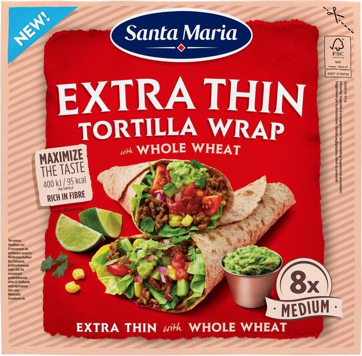 Trvanlivé potraviny - Santa Maria Tortilla Extra Thin Whole Wheat 240g