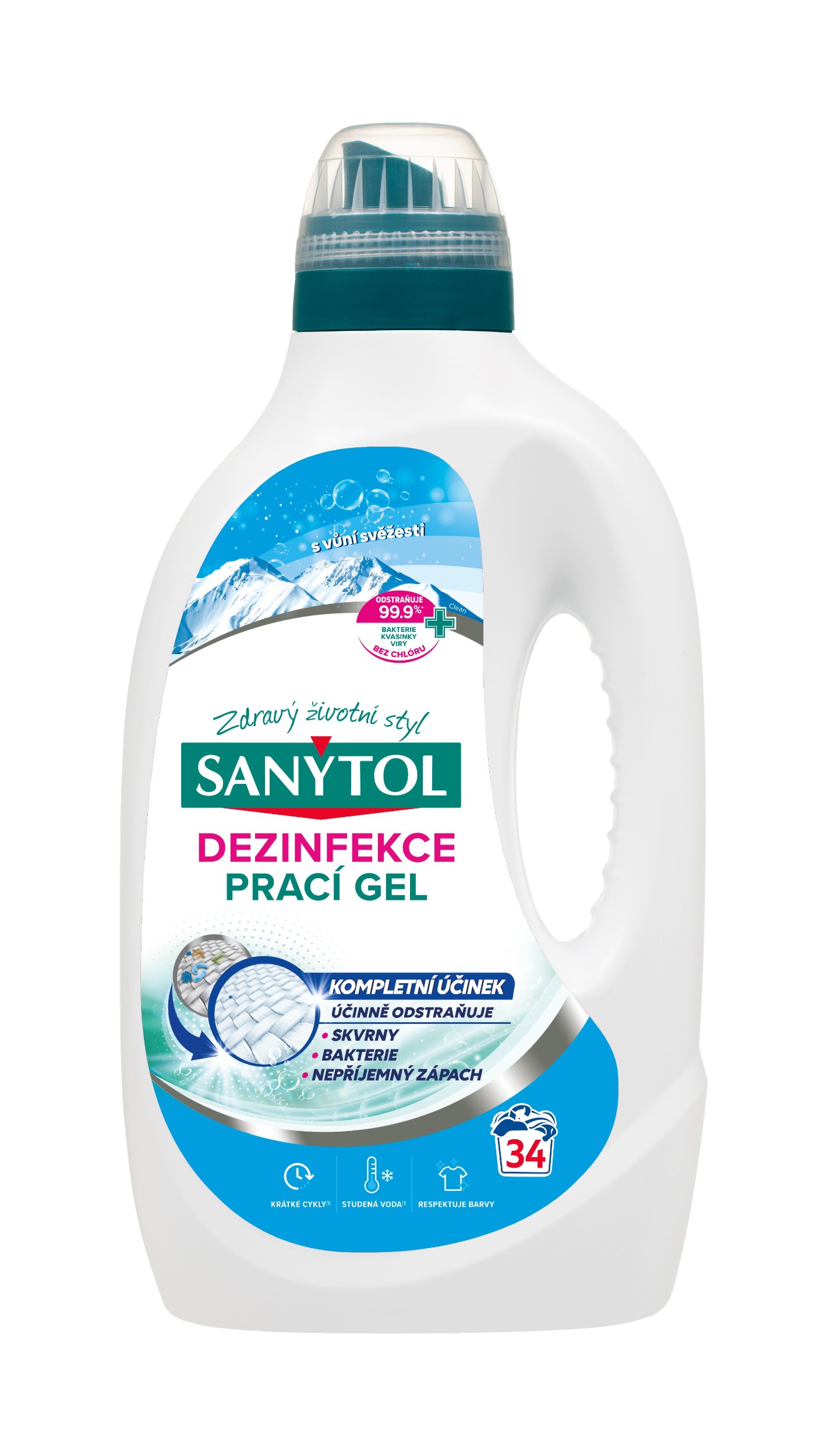 Drogerie a kosmetika - Sanytol dezinfekční prací gel Grand air 1,7 l 34 praní