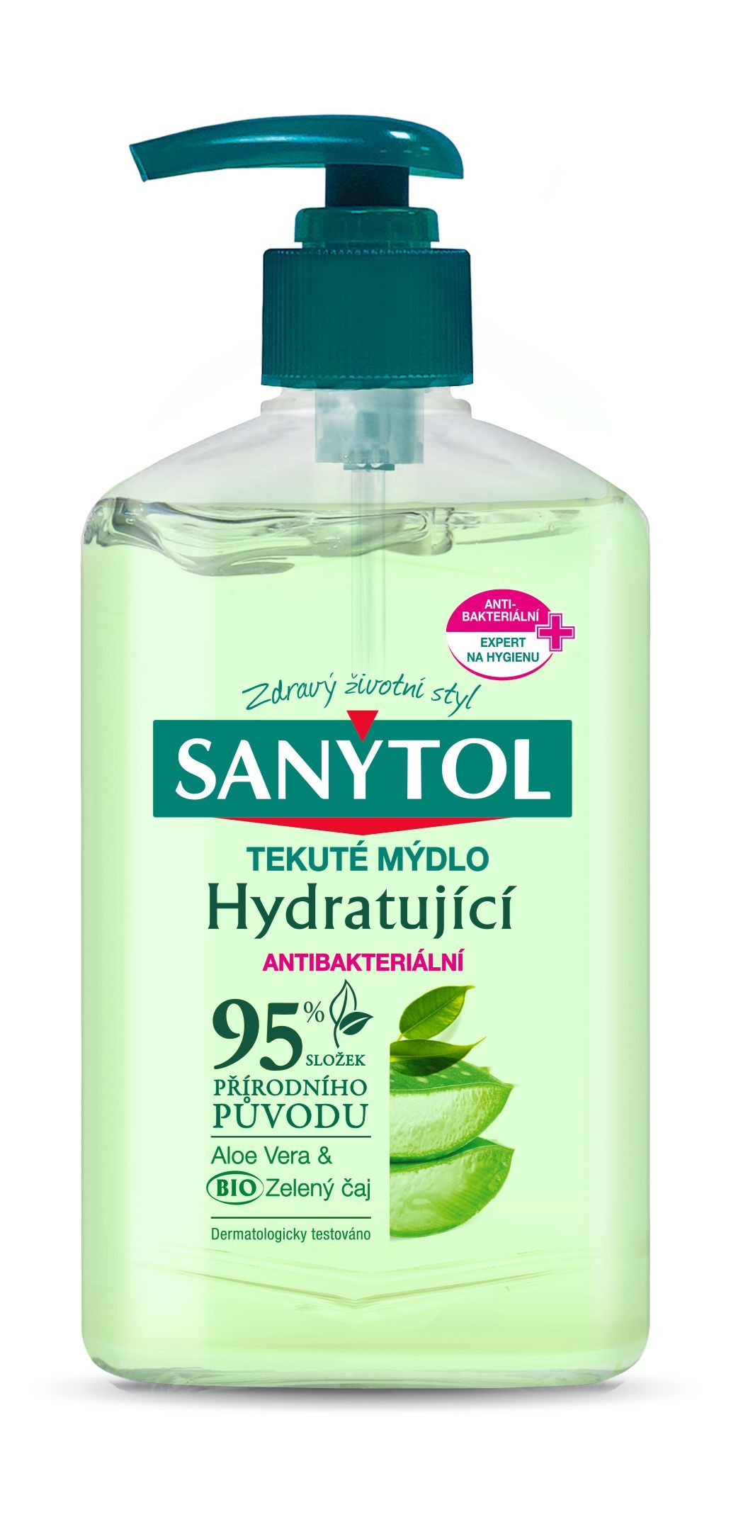 Drogerie a kosmetika - Sanytol Tekuté mýdlo hydratující aloe vera & zelený čaj 250 ml