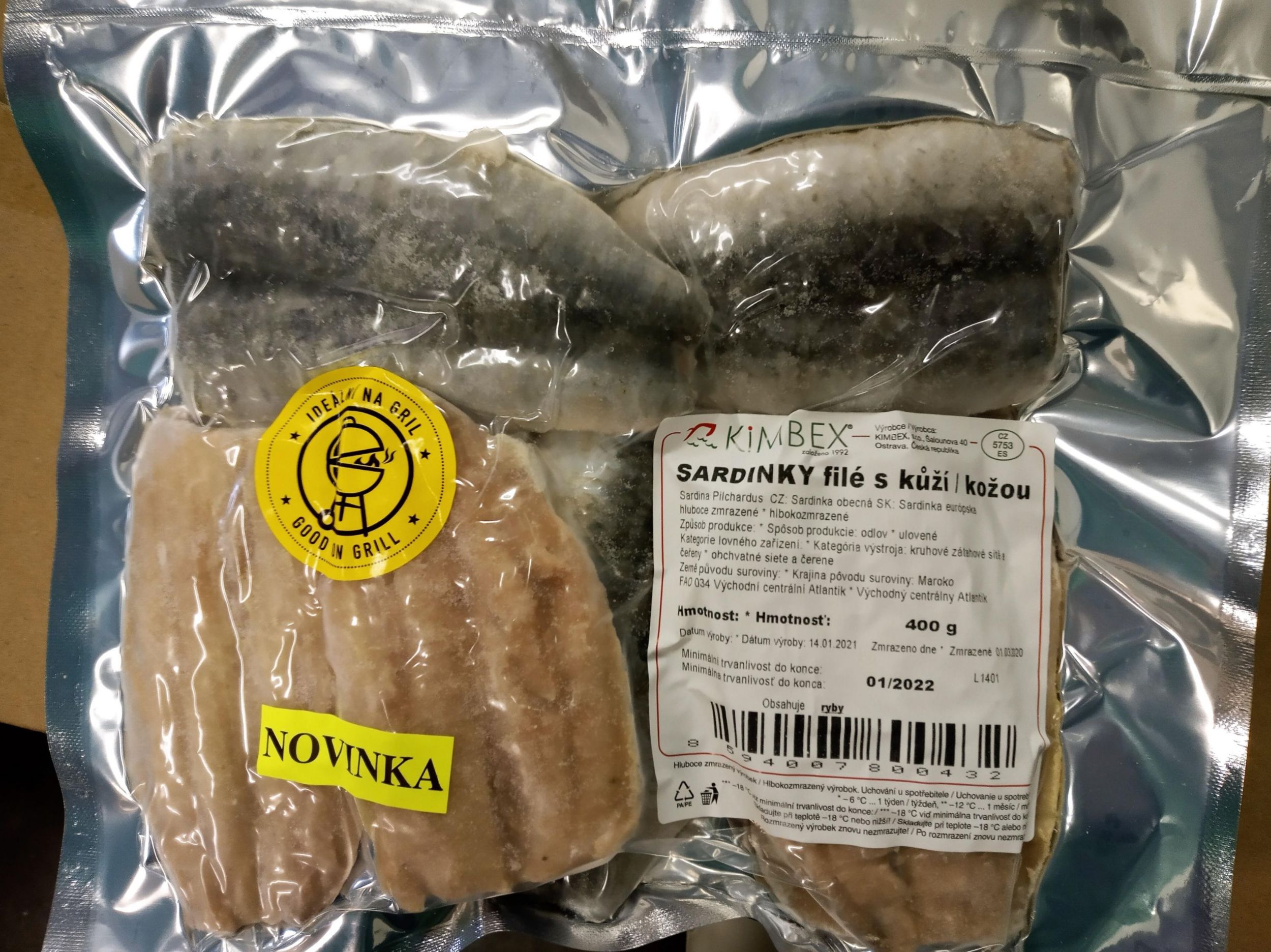 Mražené potraviny - Sardinky filé s kůží mražené 400g