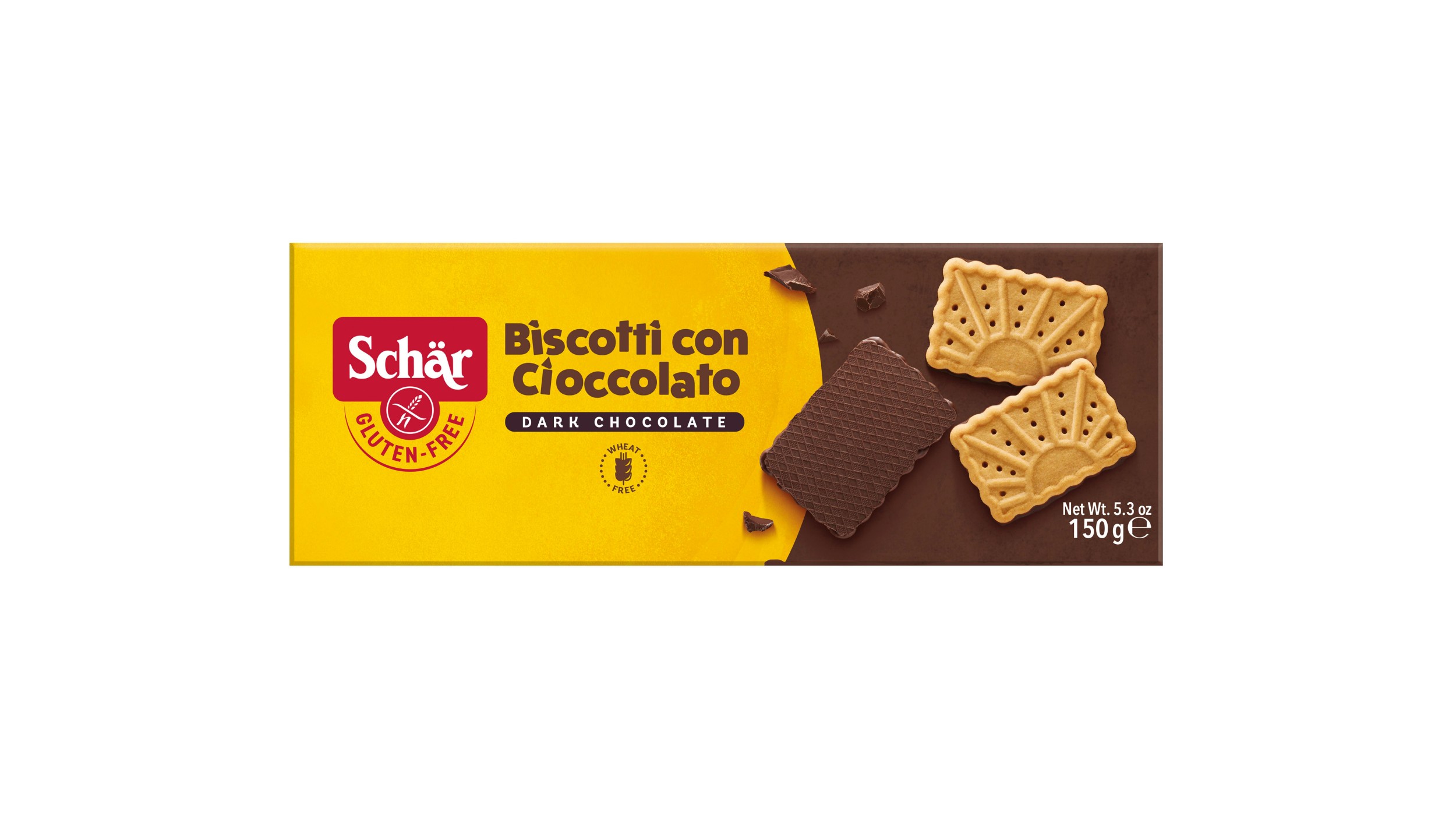 Zdravý svět - Schär Biscotti con Cioccolato sušenky bez lepku polomáčené v hořké čokoládě 150 g