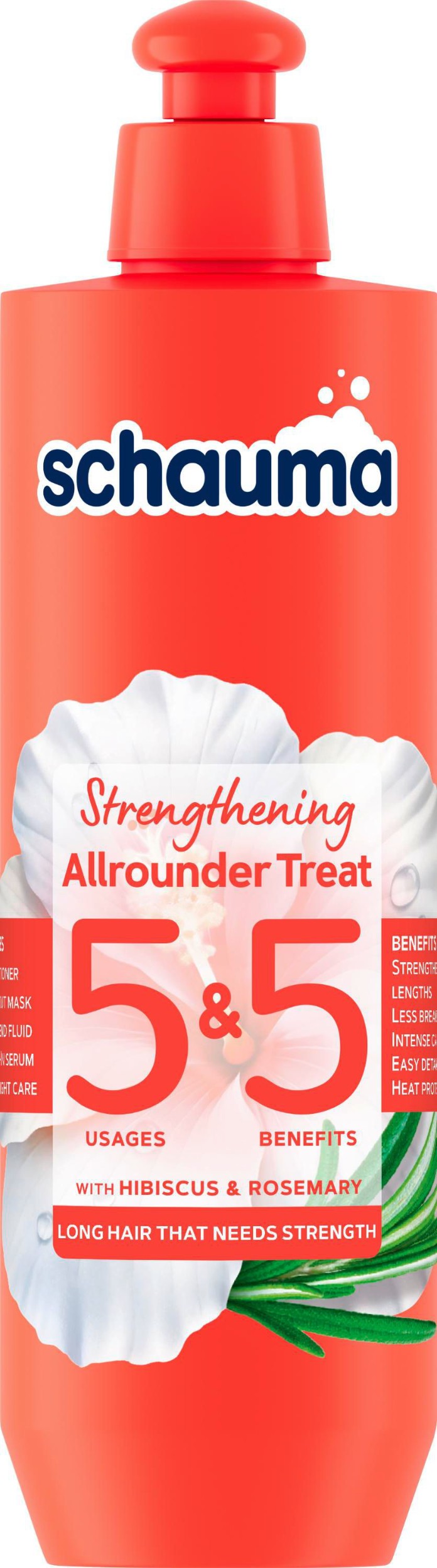 Drogerie a kosmetika - Schauma Stronger for Longer Hair 5 & 5 všestranná péče pro dlouhé vlasy s ibiškem a rozmarýnem 300ml