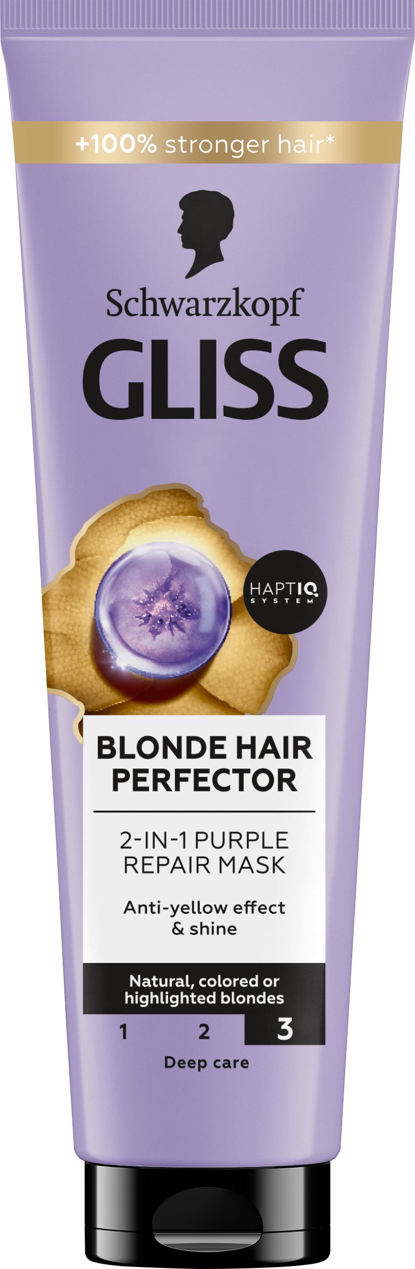 Drogerie a kosmetika - Schwarzkopf Gliss Blonde Hair Perfector 2 v 1 fialová regenerační maska 150ml