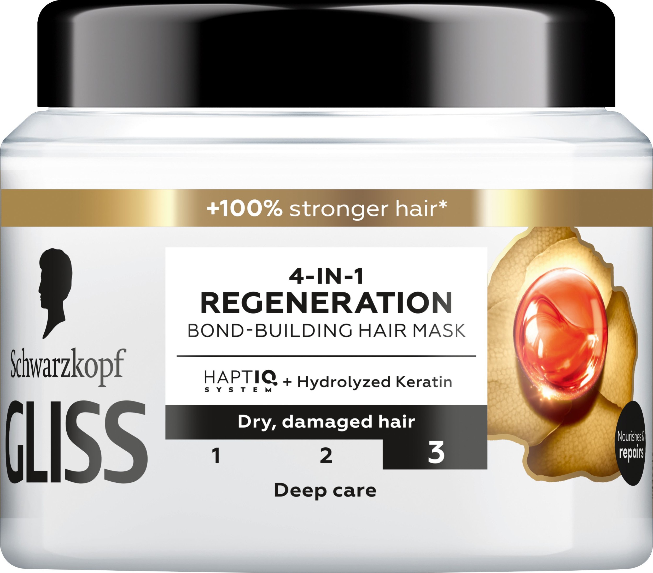 Drogerie a kosmetika - Schwarzkopf Gliss regenerační maska 4v1 Total Repair pro suché a poškozené vlasy 400ml