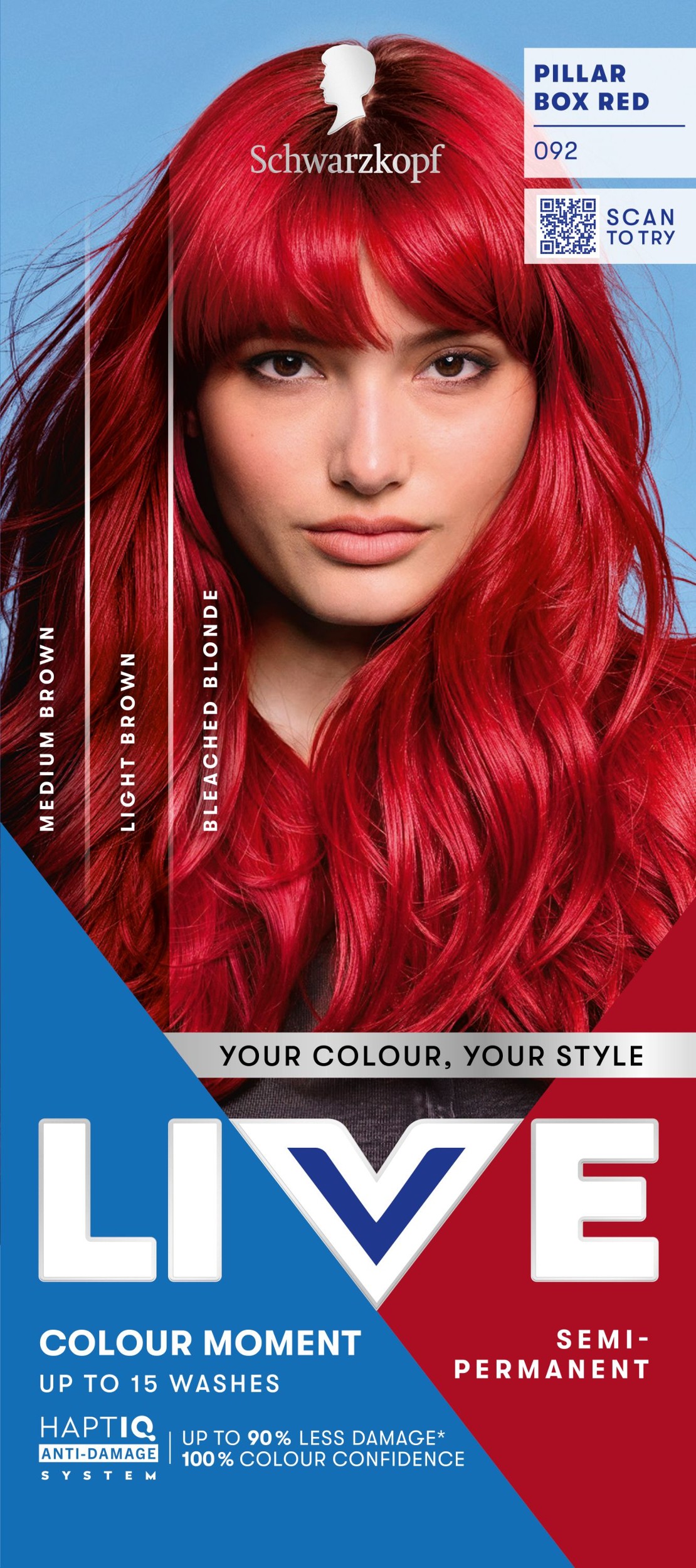 Drogerie a kosmetika - Schwarzkopf Live Ultra Brights or Pastel barva na vlasy Pillar Box Red 092 50 ml