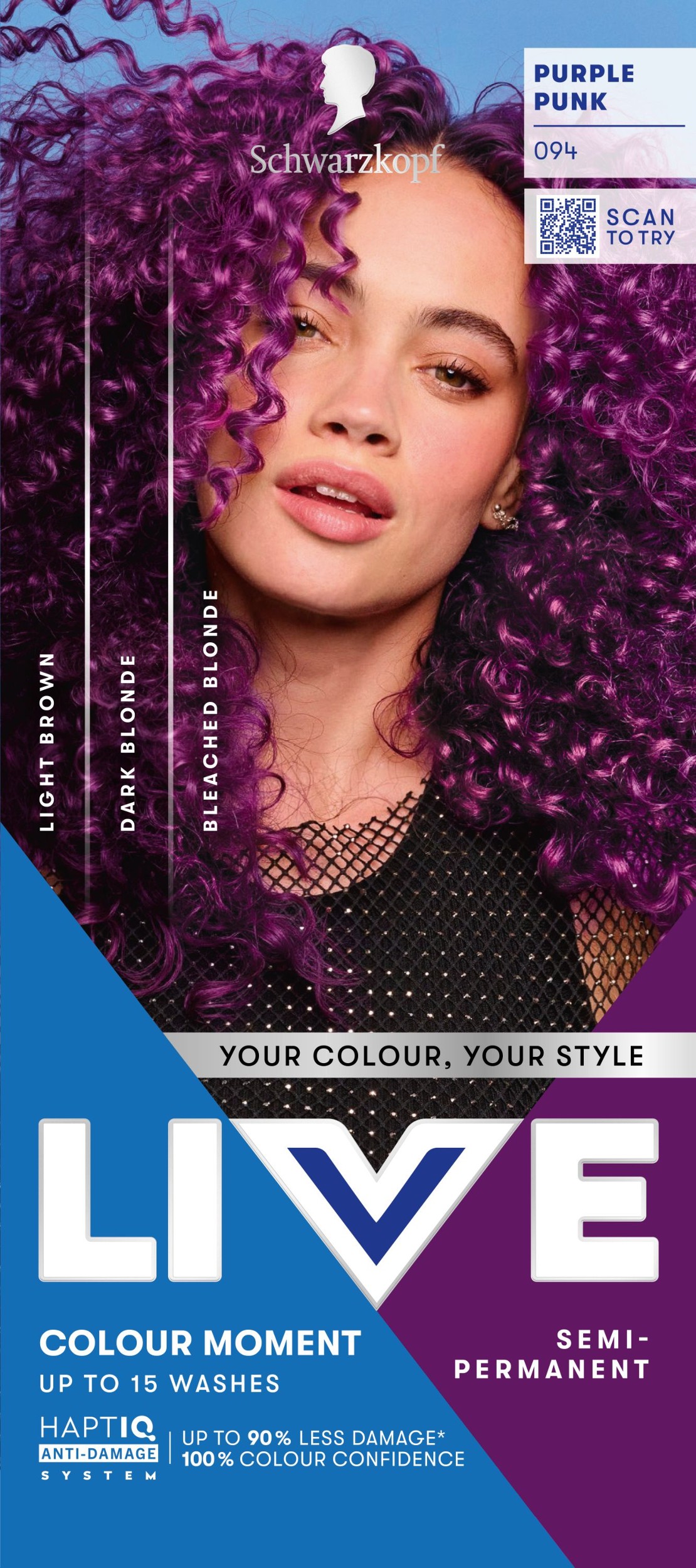 Drogerie a kosmetika - Schwarzkopf Live Ultra Brights or Pastel barva na vlasy Purple Punk 094 50 ml