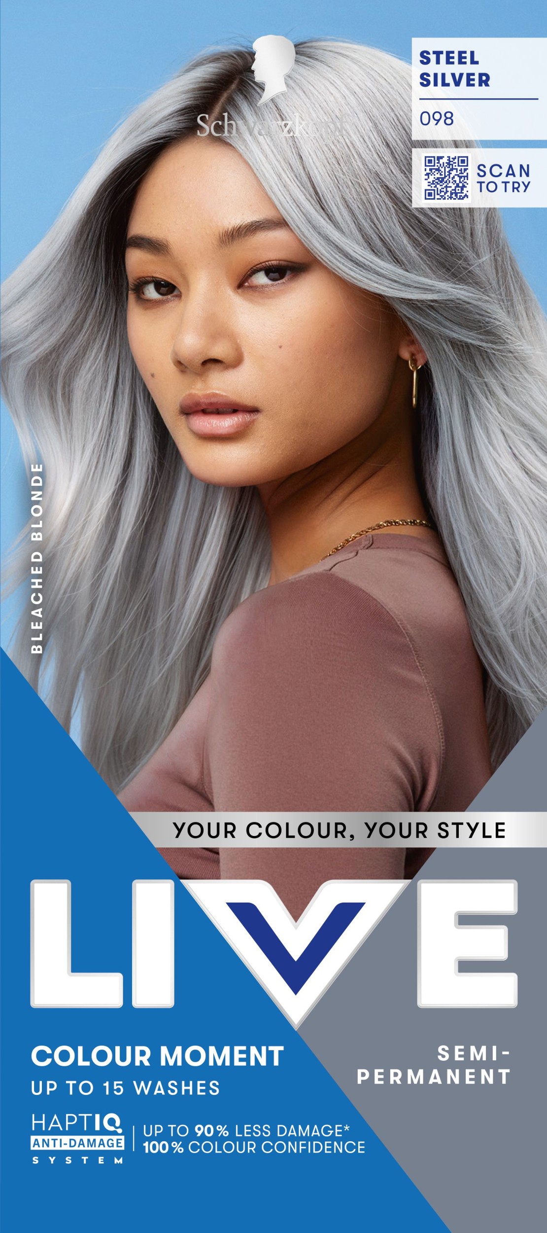 Drogerie a kosmetika - Schwarzkopf Live Ultra Brights or Pastel barva na vlasy Steel Silver 098 50 ml