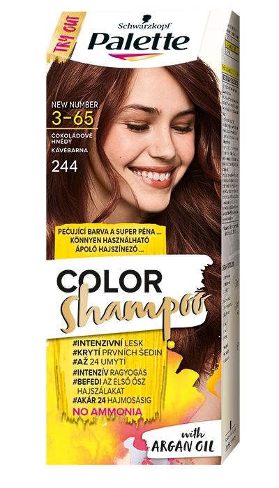 Drogerie a kosmetika - Schwarzkopf Palette Color Shampoo barva na vlasy čokoládově hnědý 244 50 ml