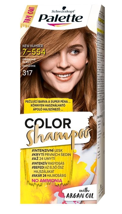 Drogerie a kosmetika - Schwarzkopf Palette Color Shampoo barva na vlasy oříškově plavý 317 50 ml
