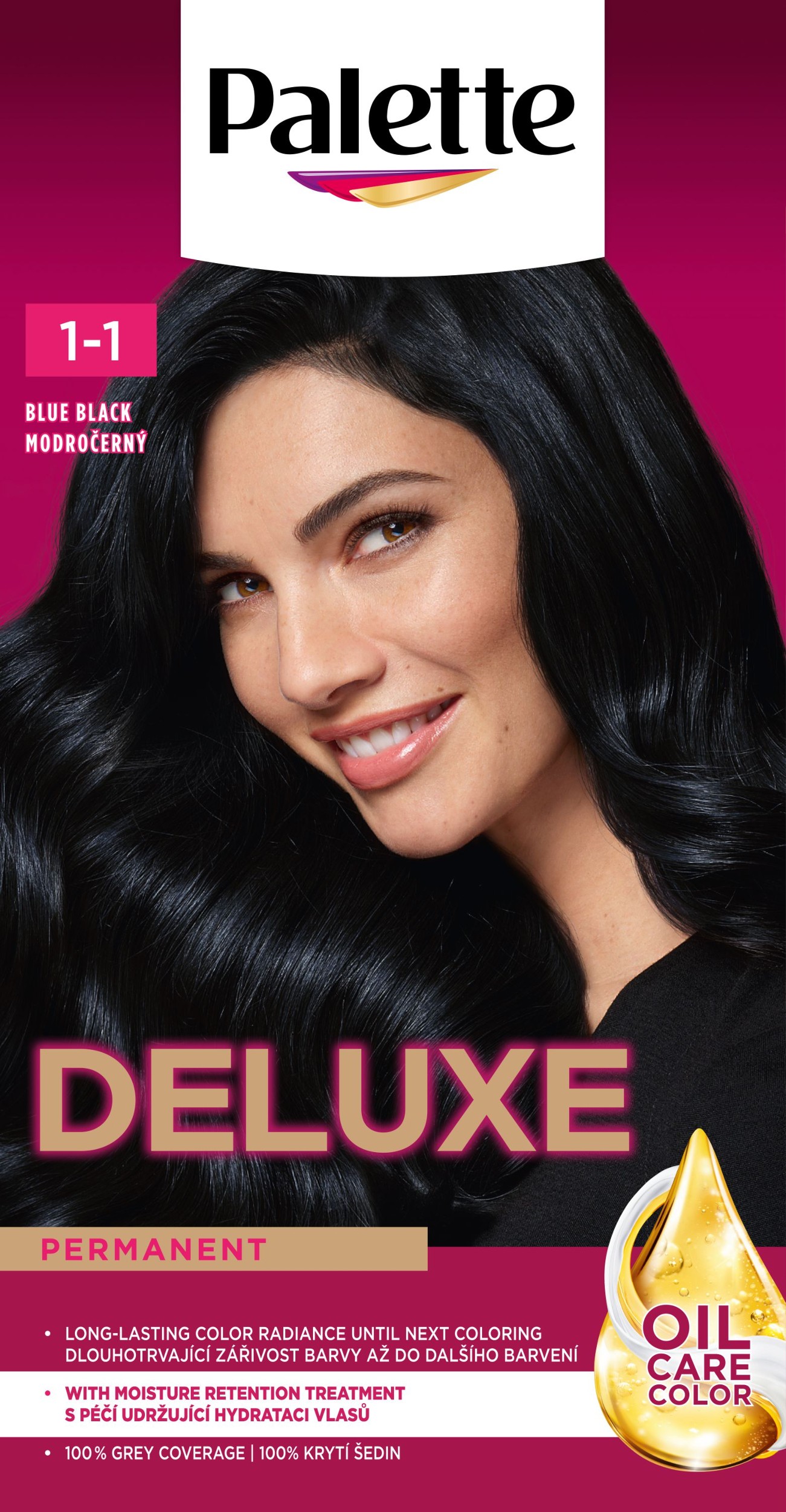 Drogerie a kosmetika - Schwarzkopf Palette Deluxe barva na vlasy modročerný 909 50 ml