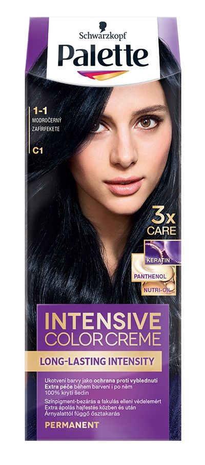 Drogerie a kosmetika - Schwarzkopf Palette Intensive Color Creme barva na vlasy modročerný C1 50 ml